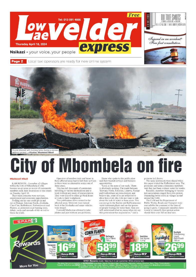 Lowvelder Express 18 April 2024 page 1