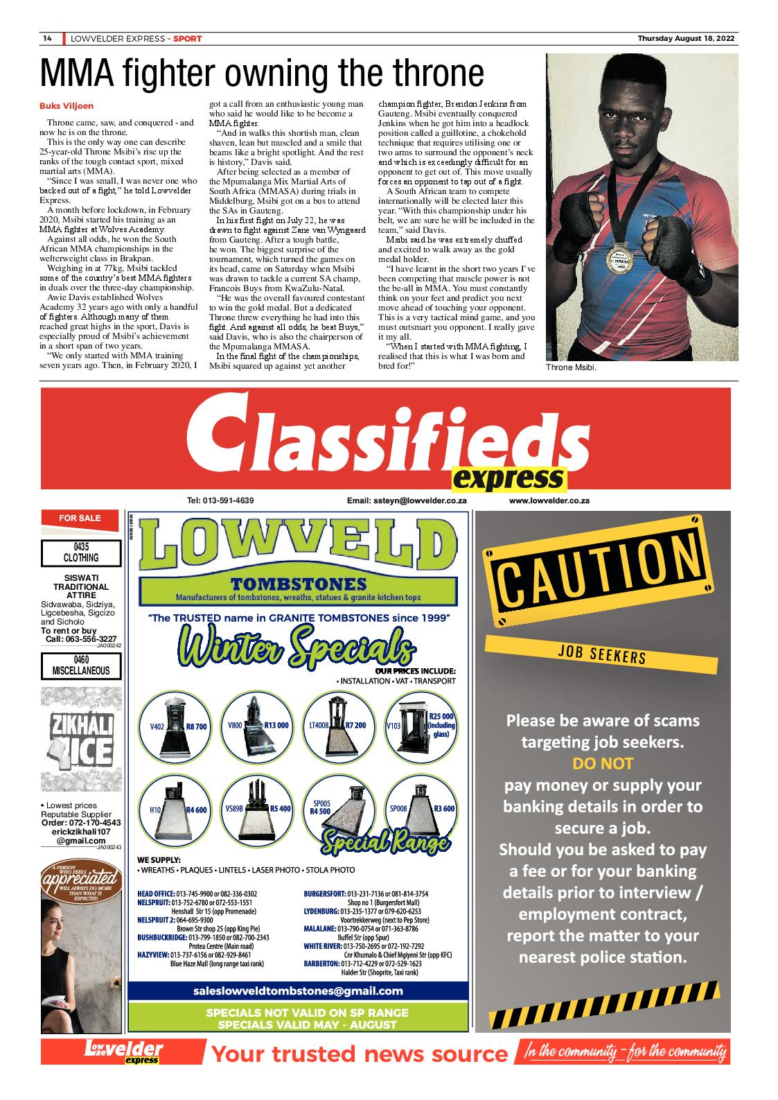 Lowvelder Express 18 August 2022 page 14