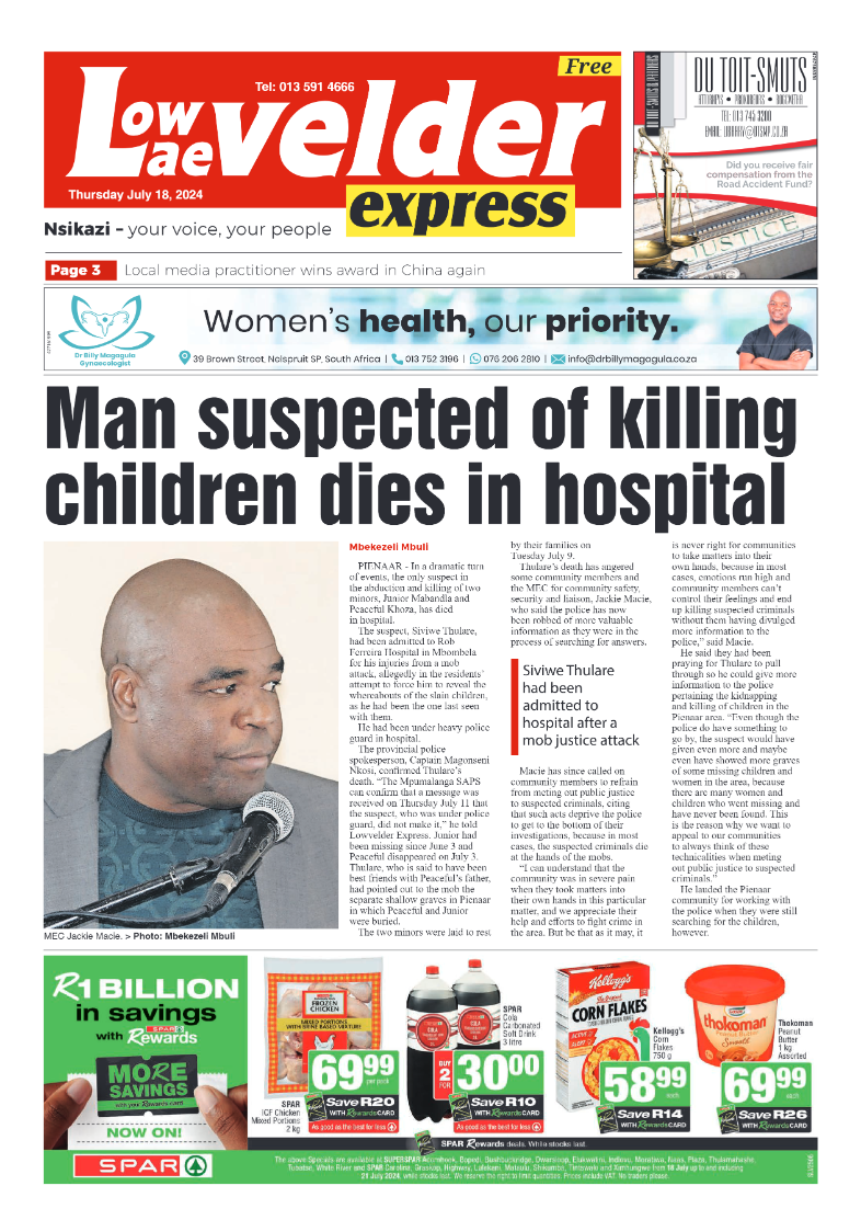 Lowvelder Express 18July 2024 page 1
