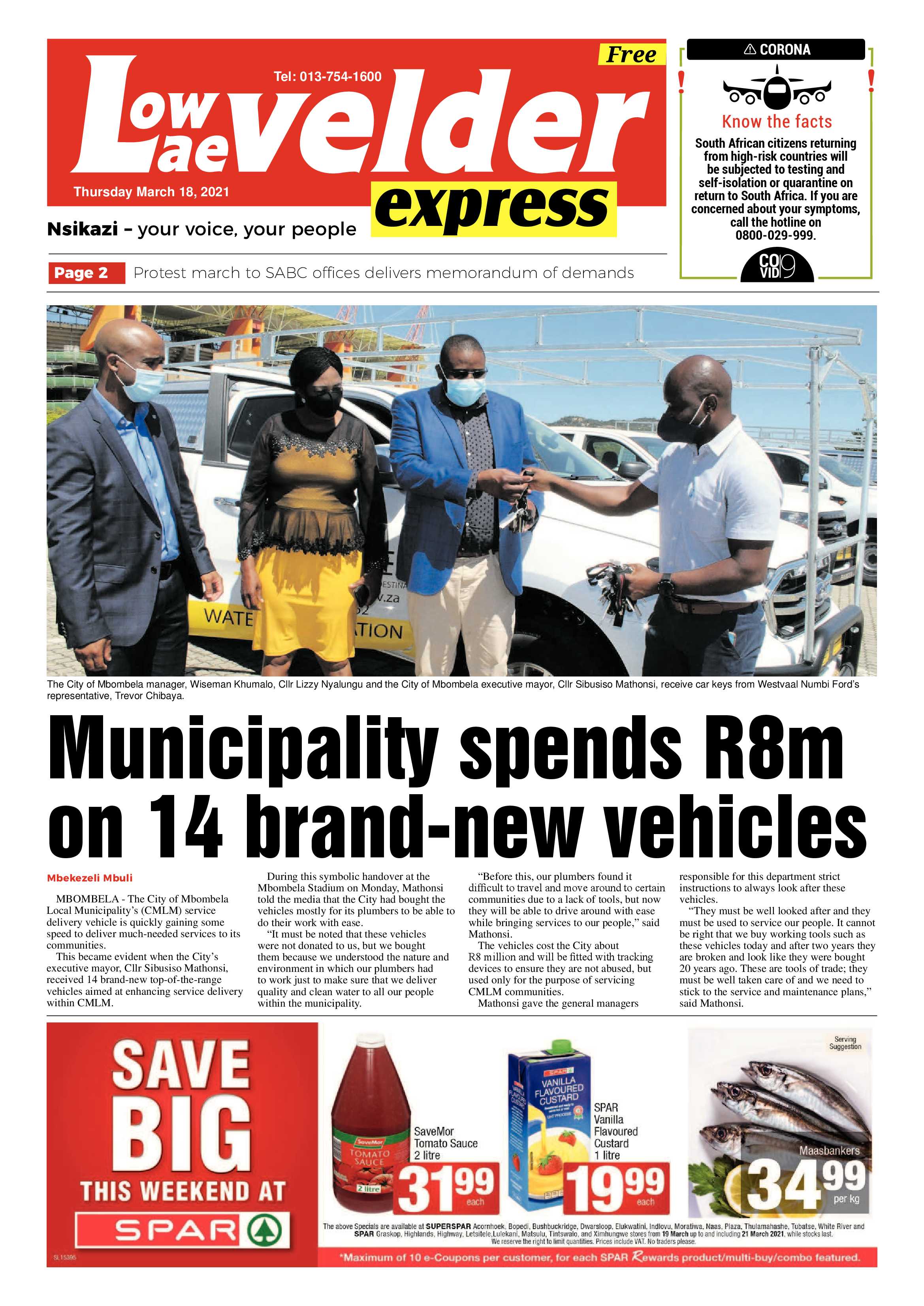 Lowvelder Express 18 March 2021 page 1