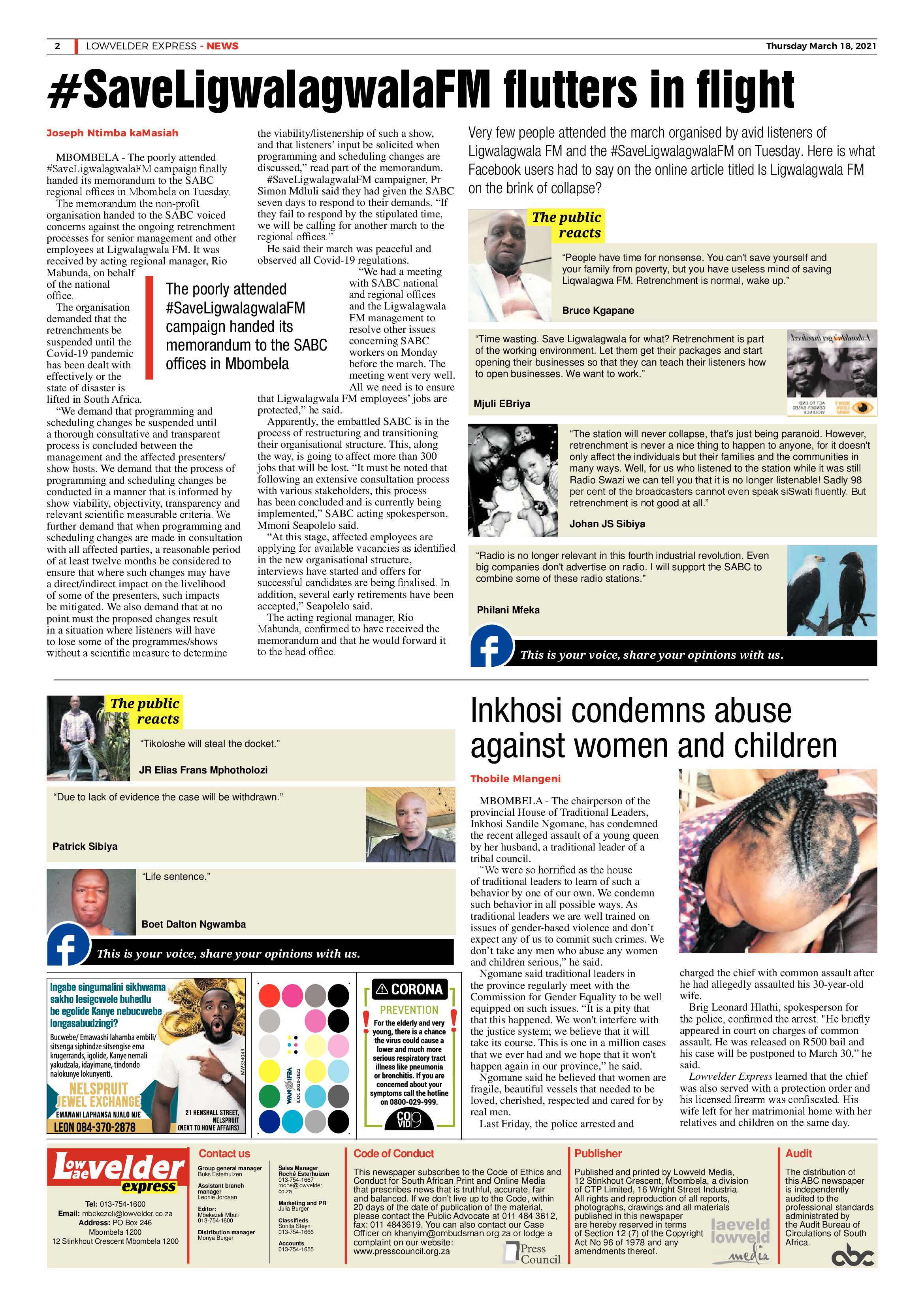 Lowvelder Express 18 March 2021 page 2