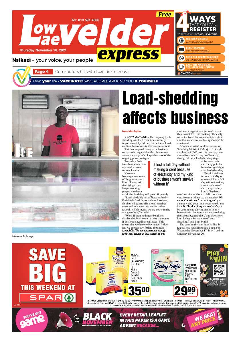 Lowvelder Express 18 November 2021 page 1