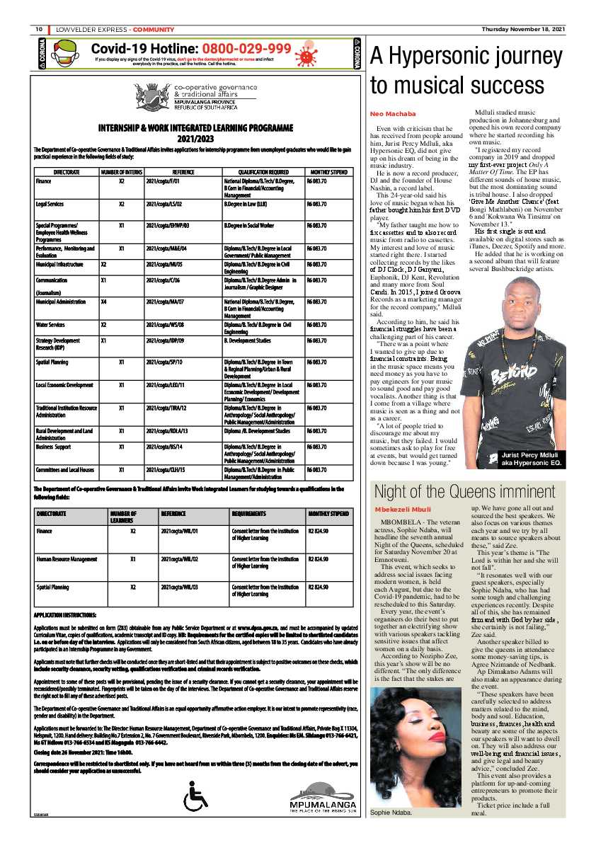 Lowvelder Express 18 November 2021 page 10