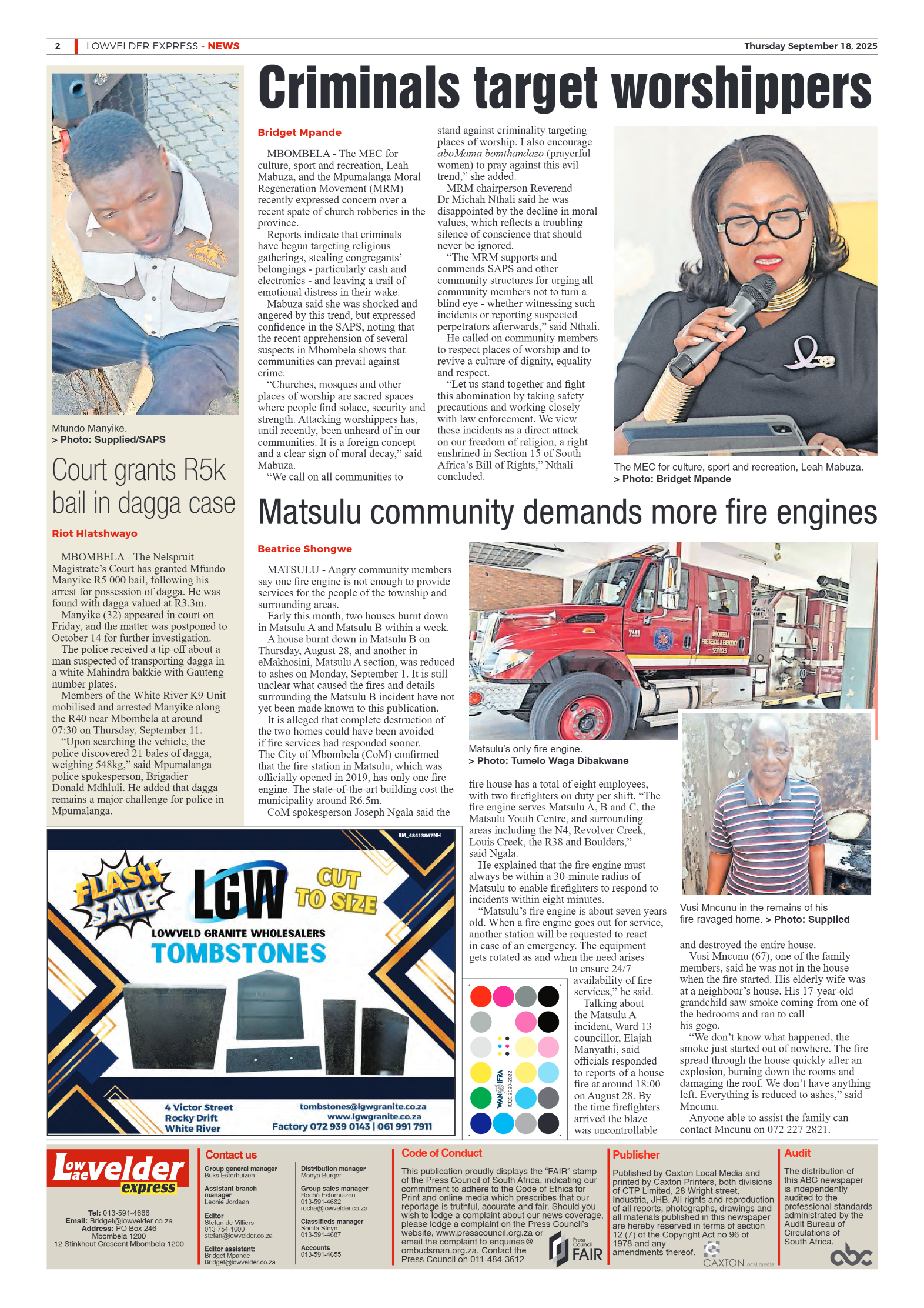 Lowvelder Express 18 September 2025 page 2