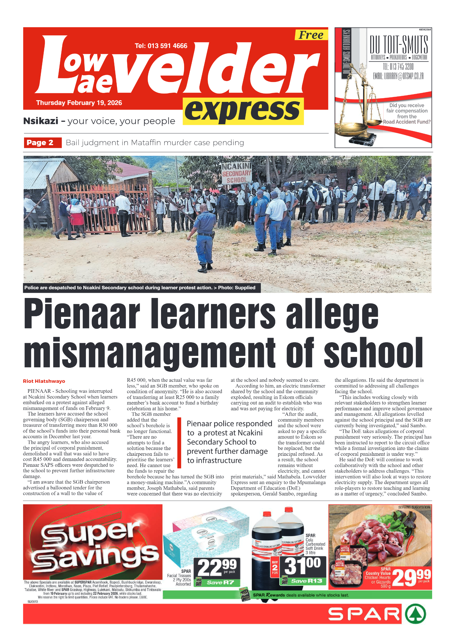 Lowvelder Express 19 February 2026 page 1