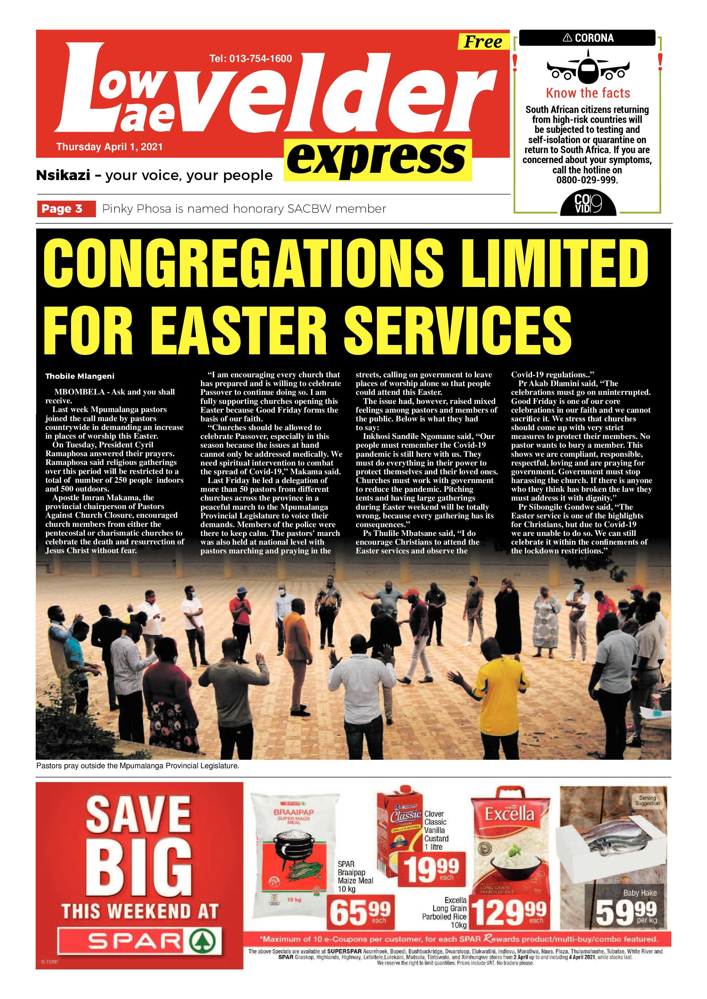 Lowvelder Express 1 April 2021 page 1