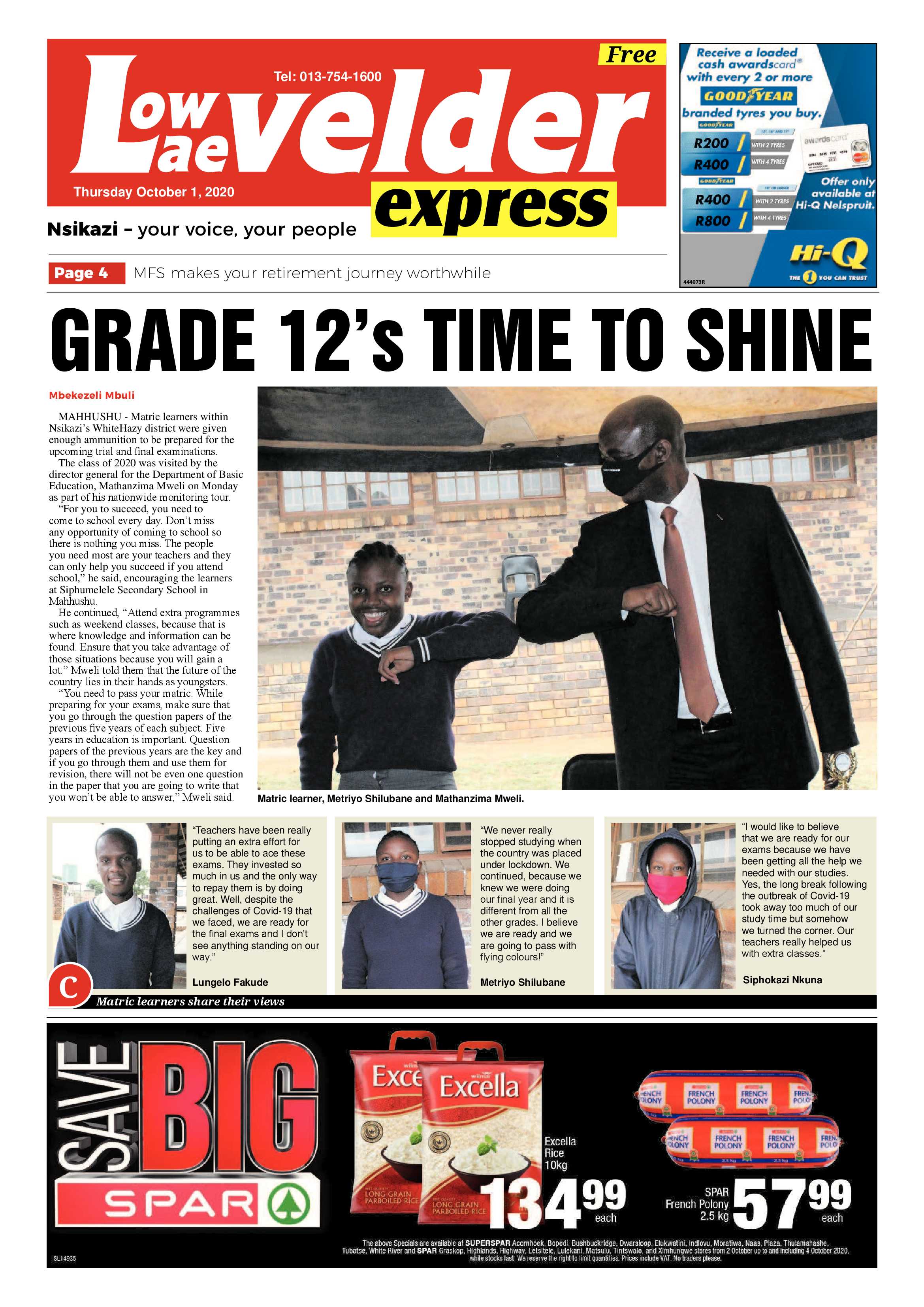 Lowvelder Express 1 October 2020 page 1