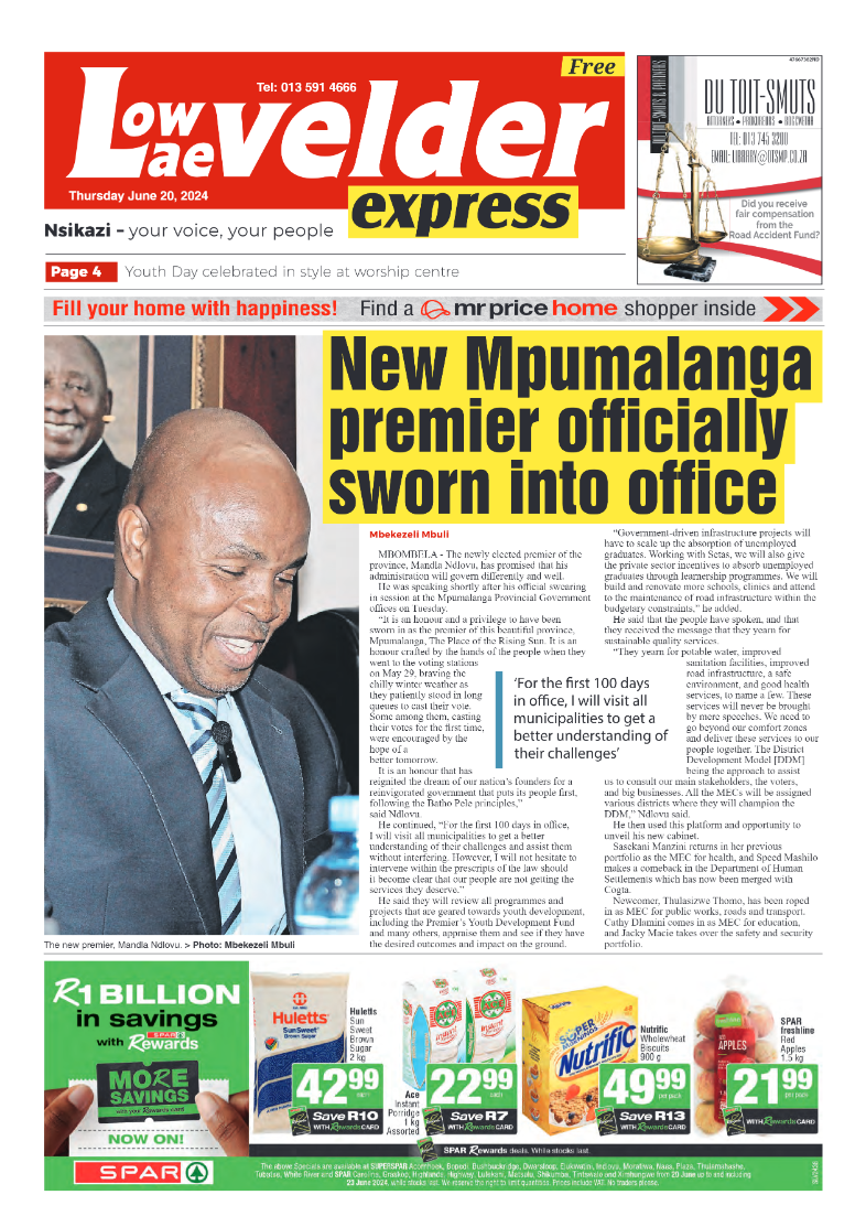 Lowvelder Express 20 June 2024 page 1