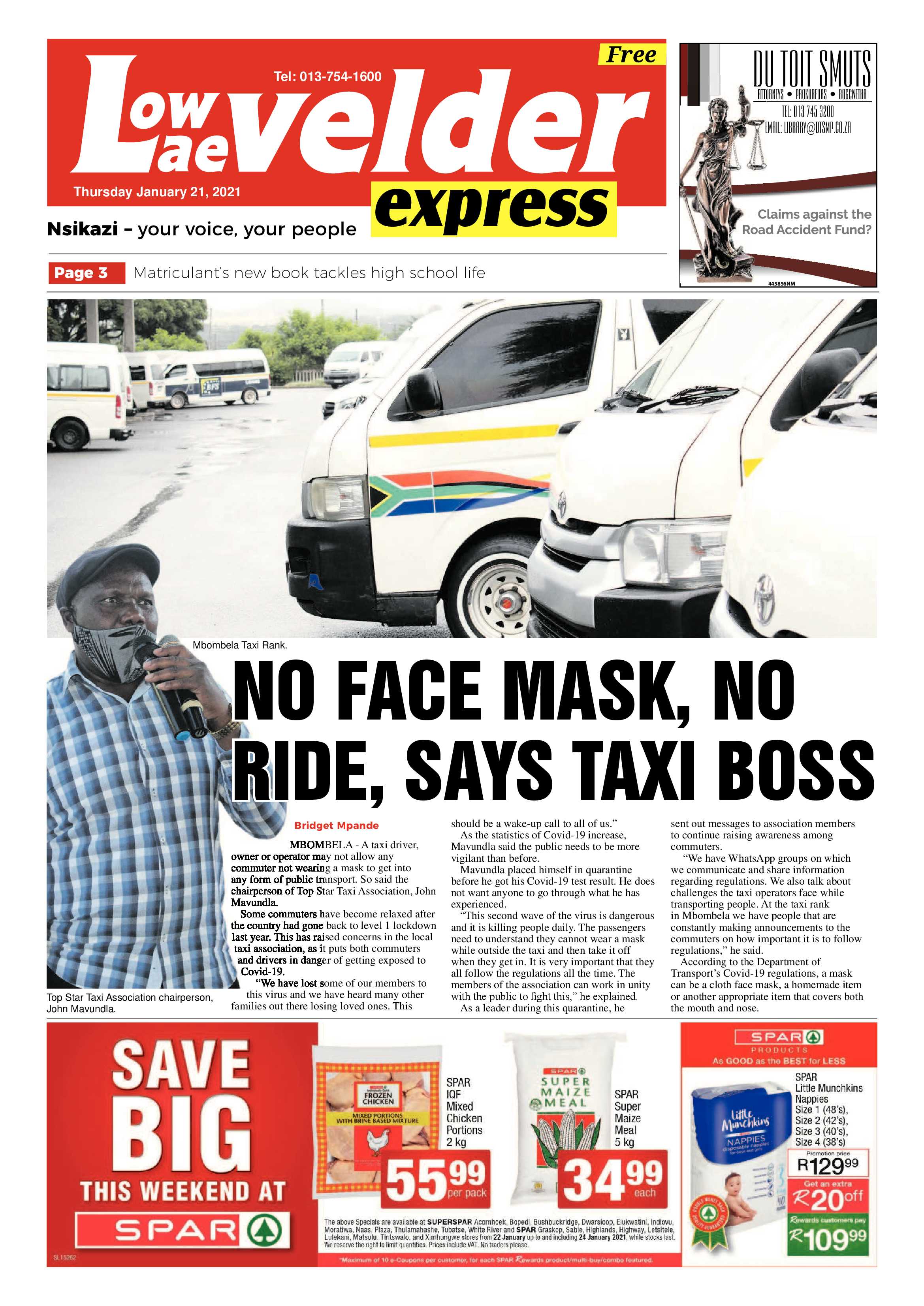 Lowvelder Express 21 January 2021 page 1