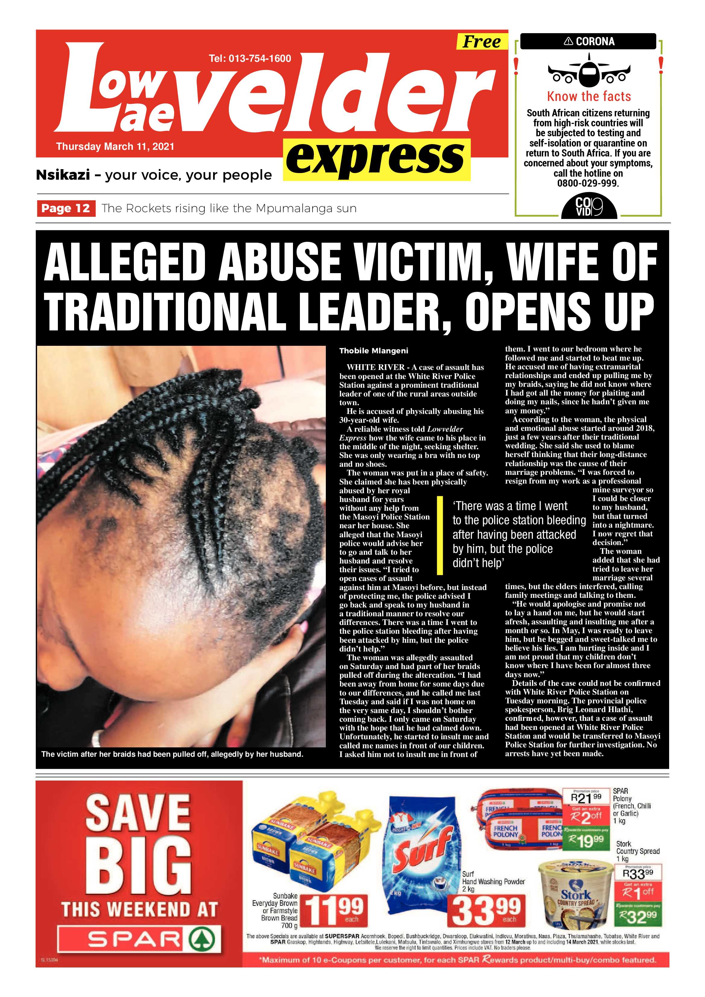 Lowvelder Express 21 March 2021 page 1