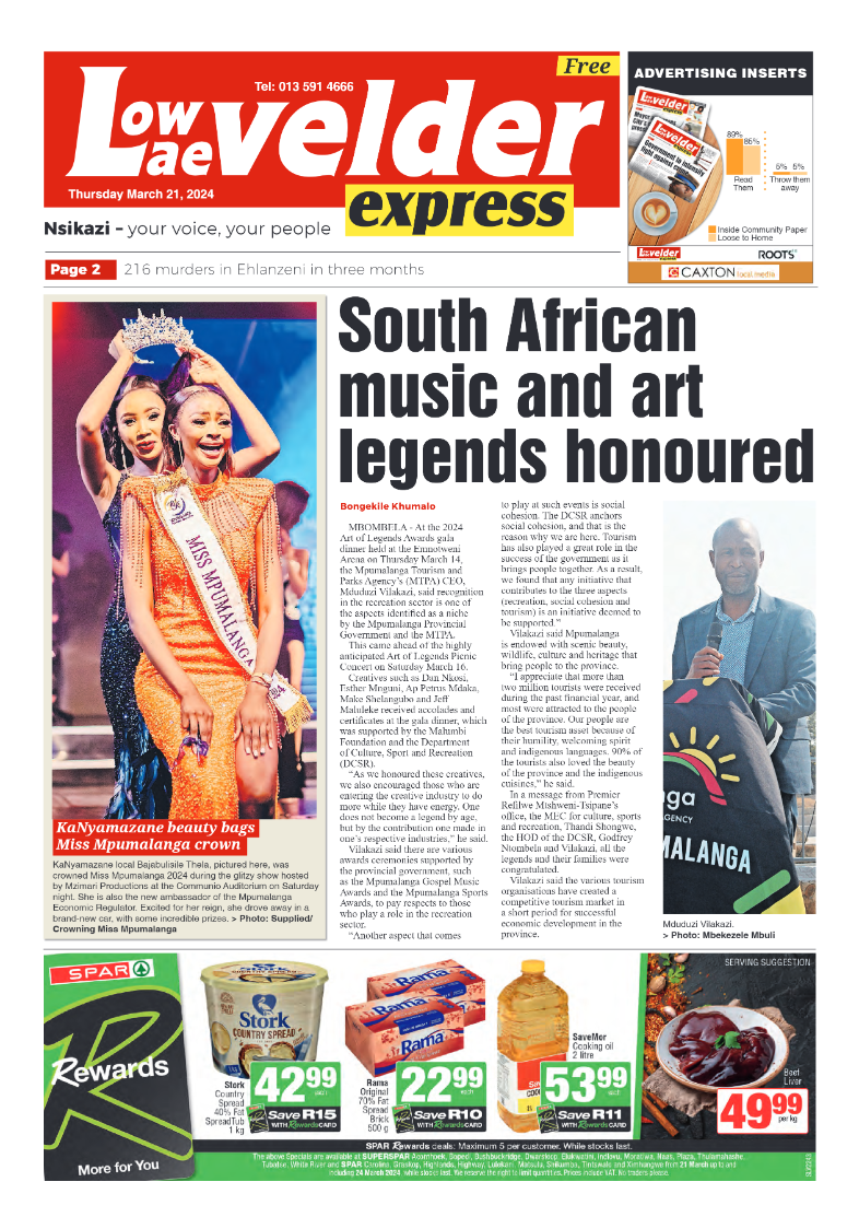 Lowvelder Express 21 March 2024 page 1