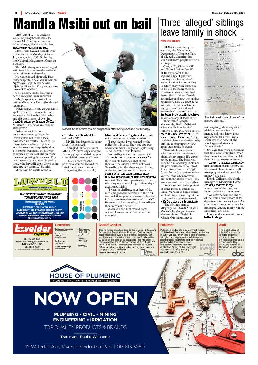 Lowvelder Express 21 October 2021 page 2