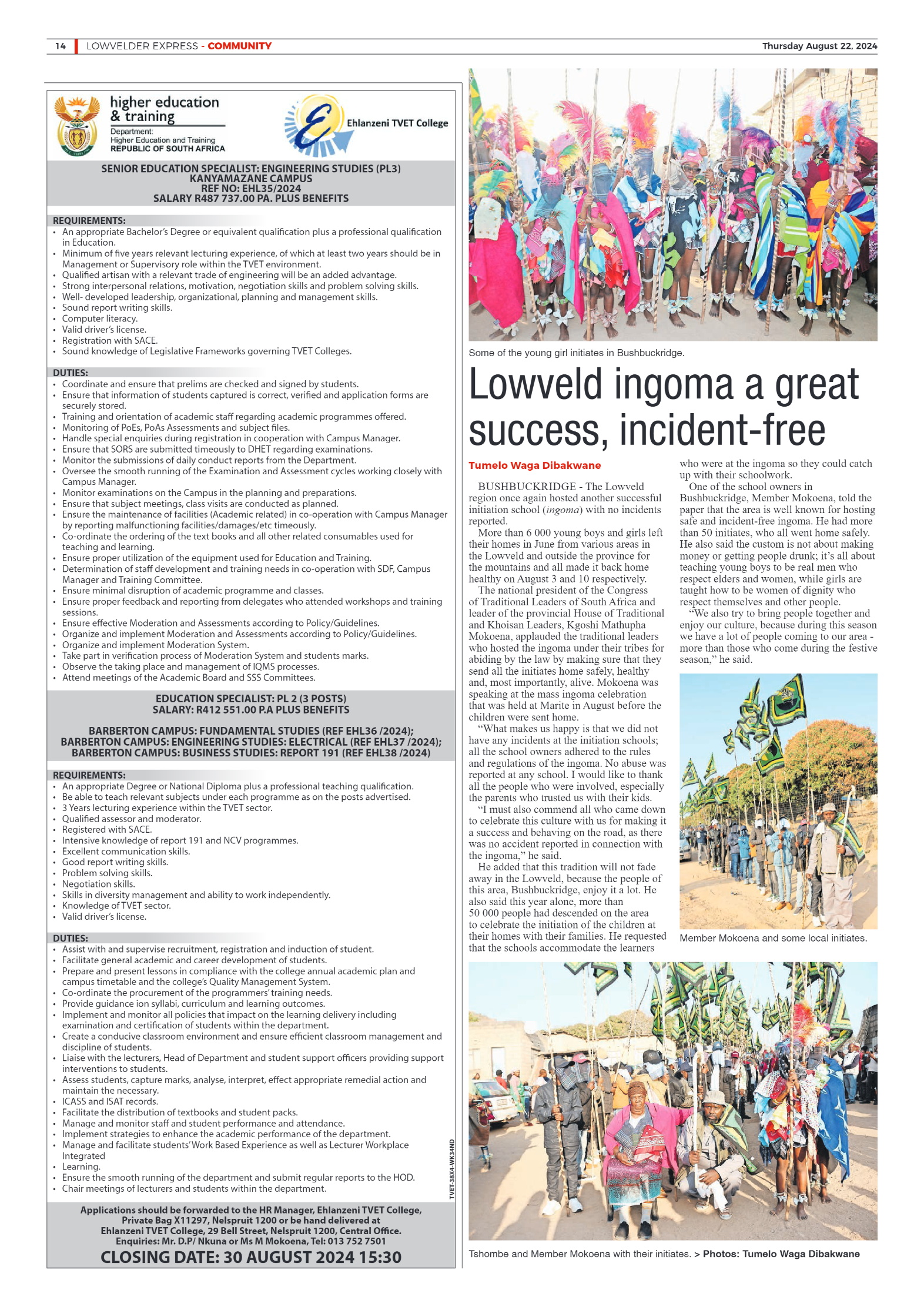 Lowvelder Express 22 August 2024 page 14