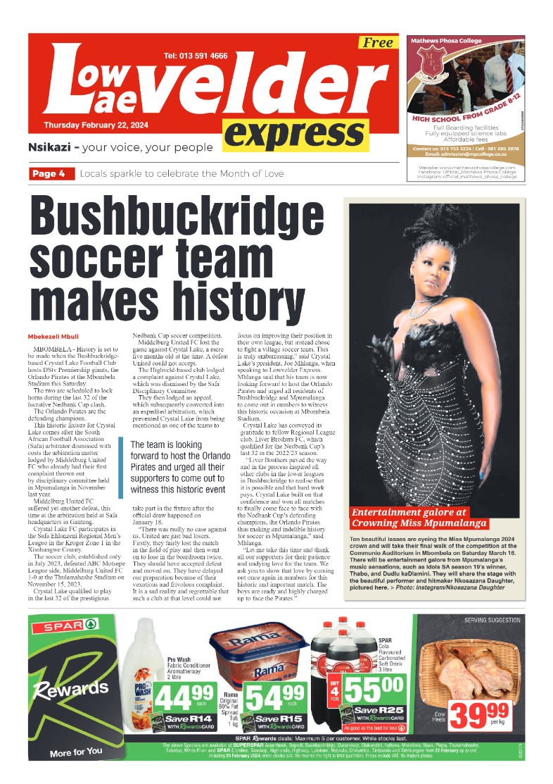Lowvelder Express 22 February 2024 page 1