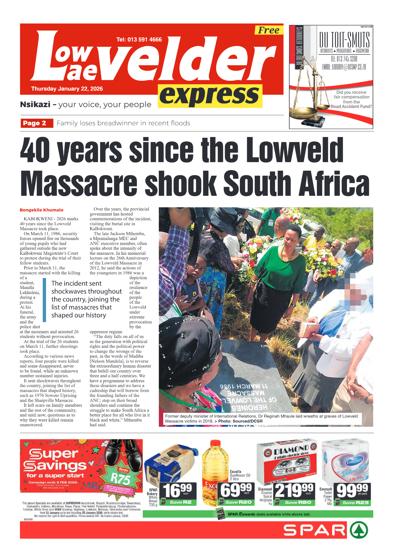 Lowvelder Express 22 January 2026 page 1