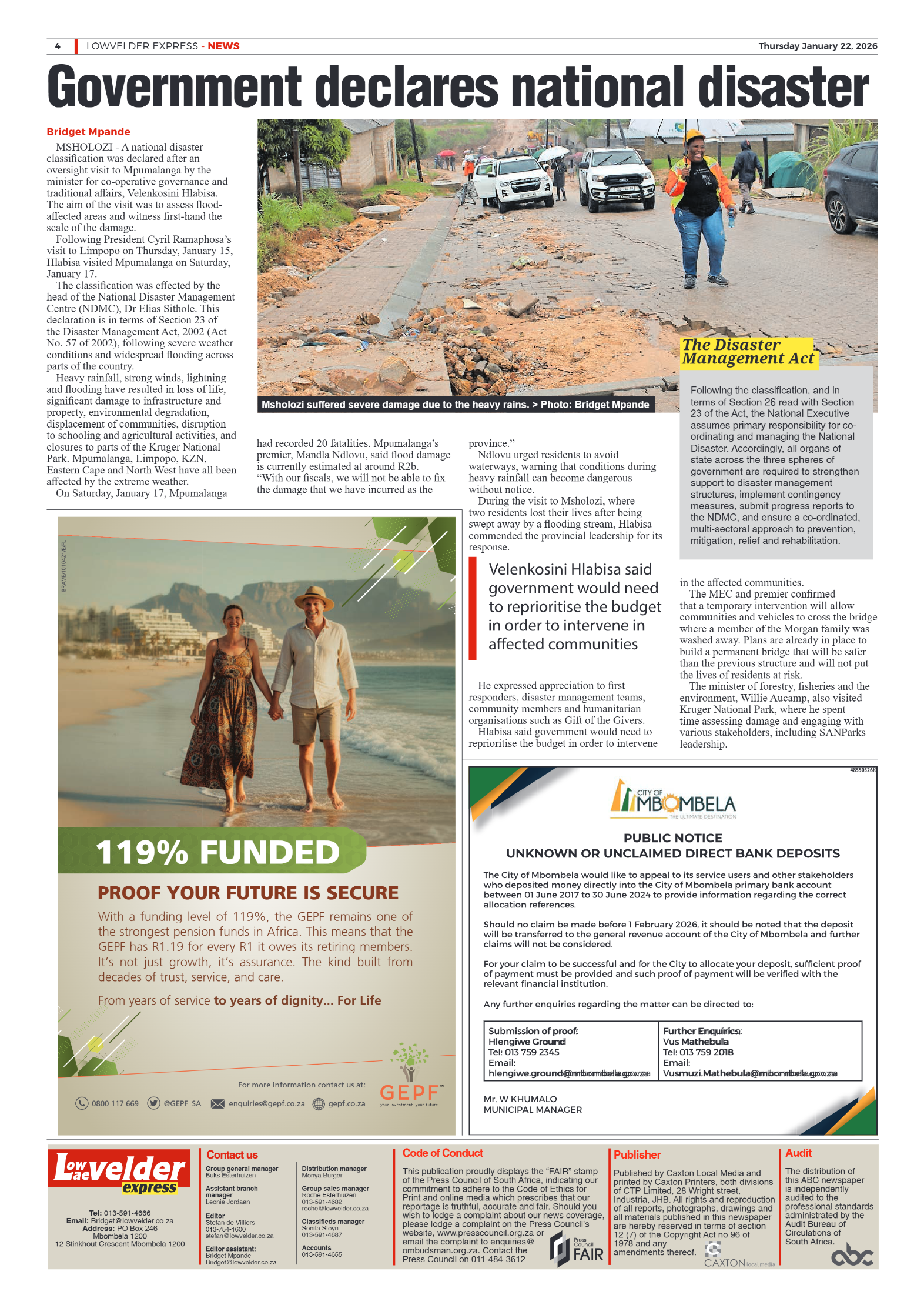 Lowvelder Express 22 January 2026 page 4