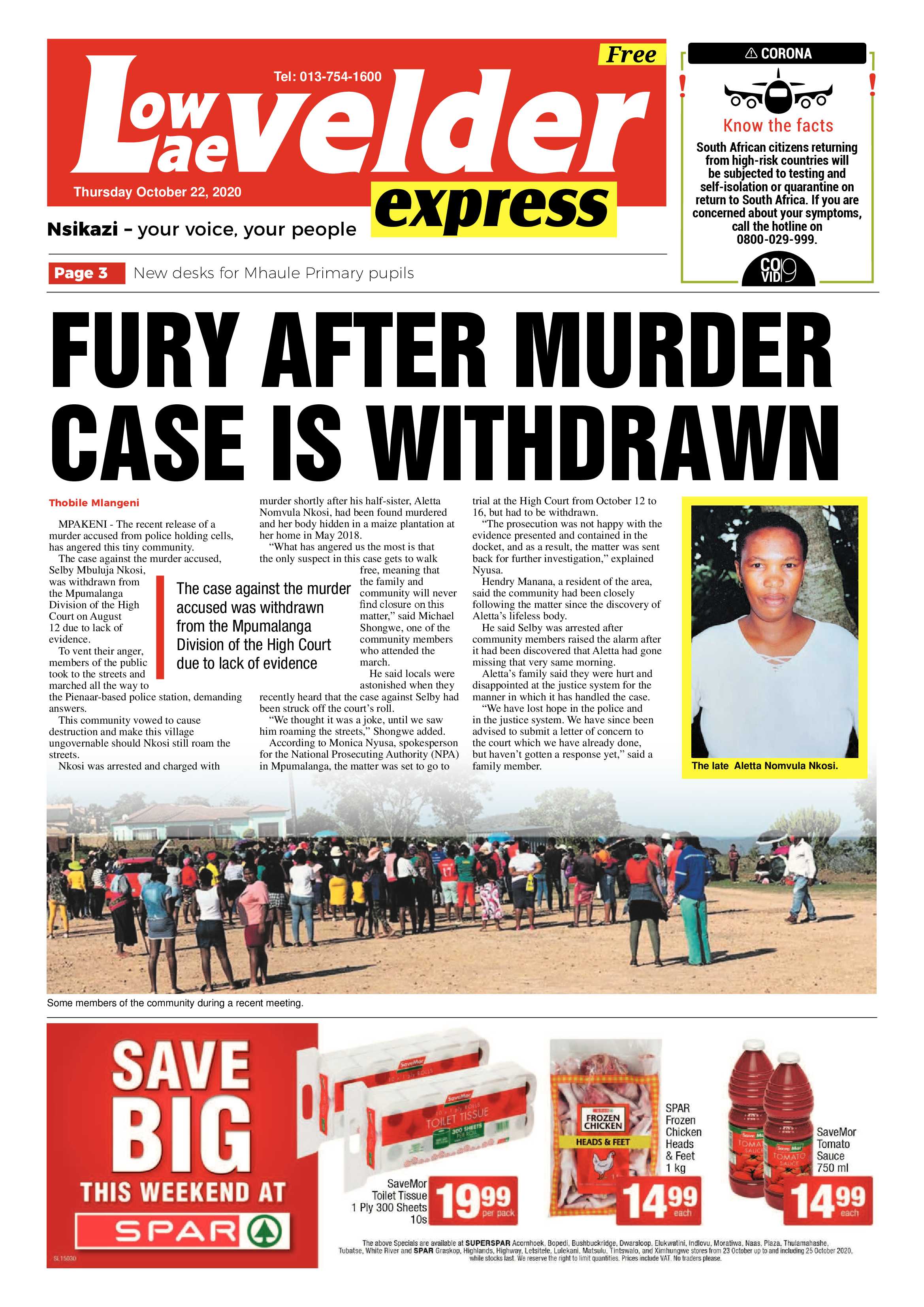 Lowvelder Express 22 October 2020 page 1