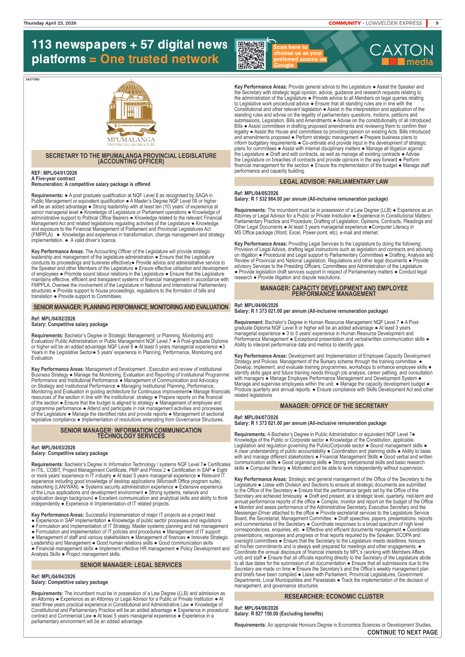 Lowvelder Express 23 April 2026 page 9