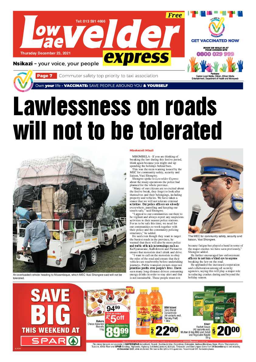 Lowvelder Express 23 December 2021 page 1