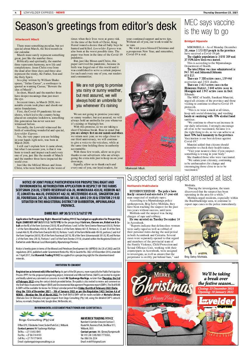 Lowvelder Express 23 December 2021 page 4