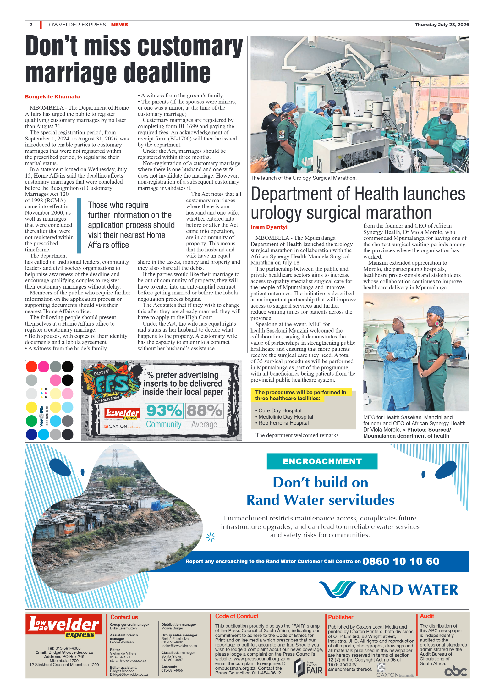 Lowvelder Express 23 July 2016 page 2