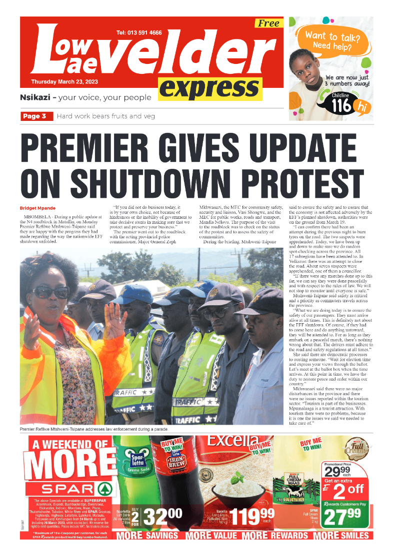 Lowvelder Express 23 March 2023 page 1