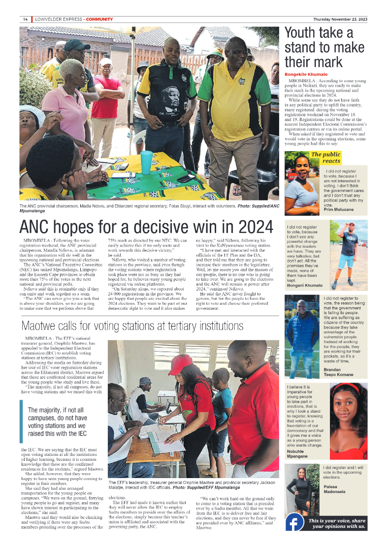Lowvelder Express 23 November 2023 page 14
