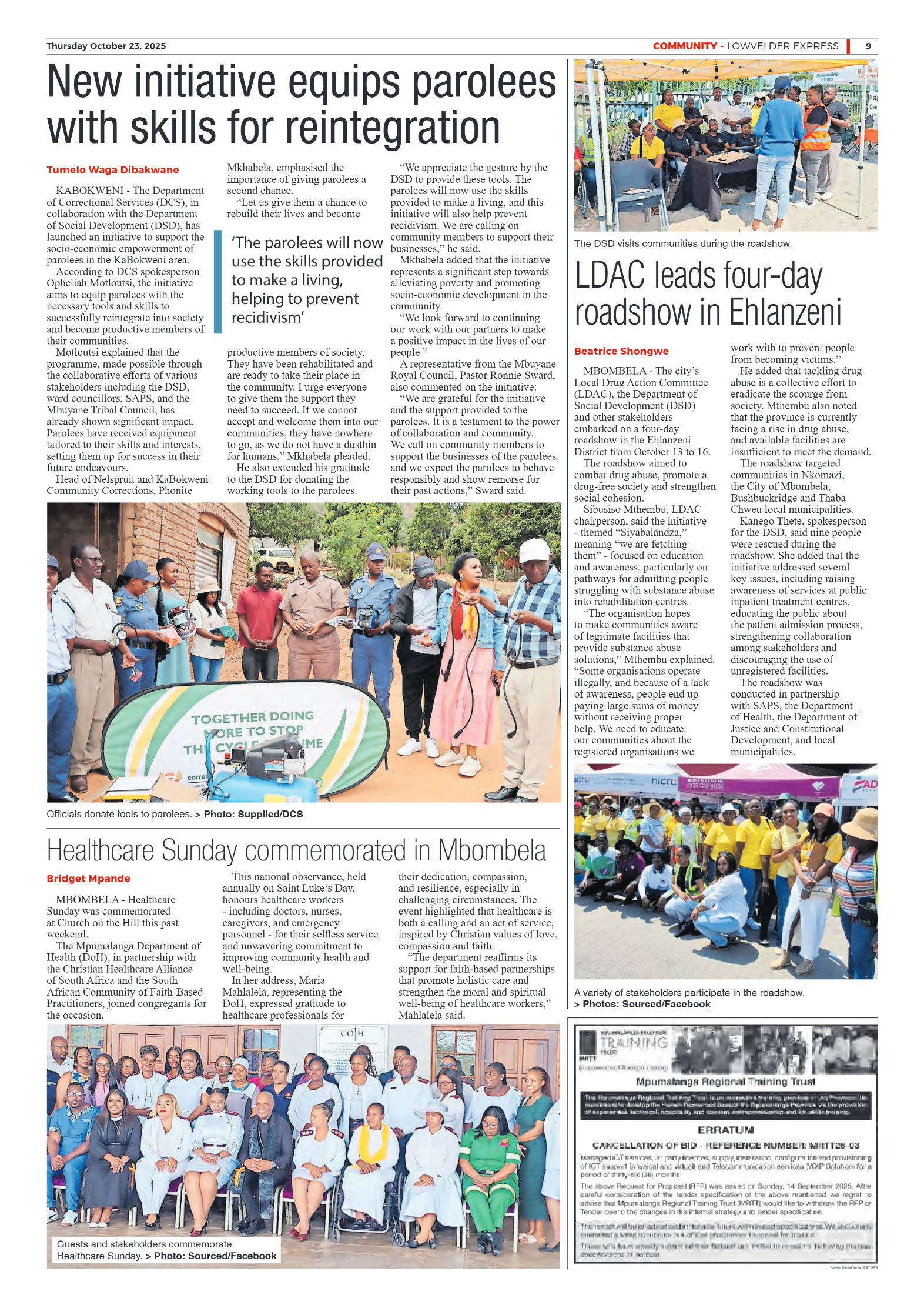 Lowvelder Express 23 October 2025 page 9