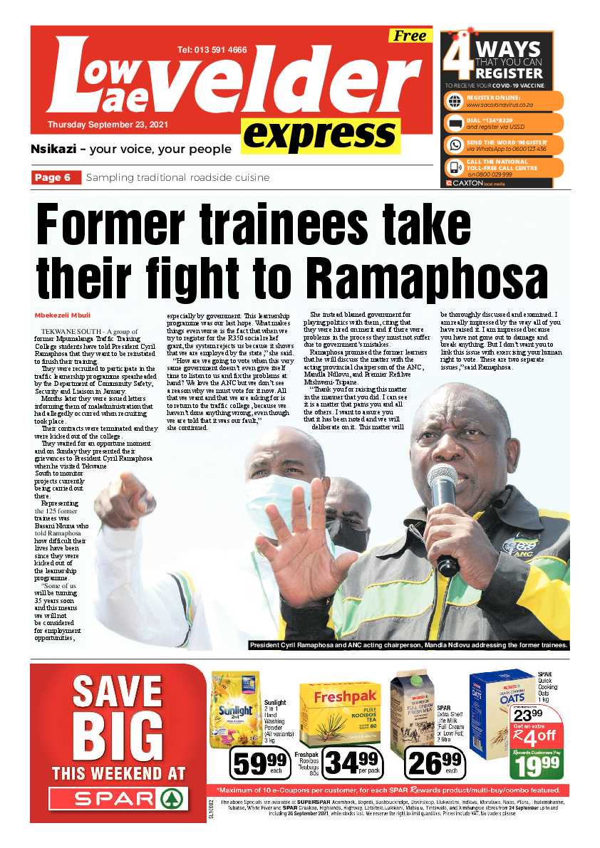 Lowvelder Express 23 September 2021 page 1