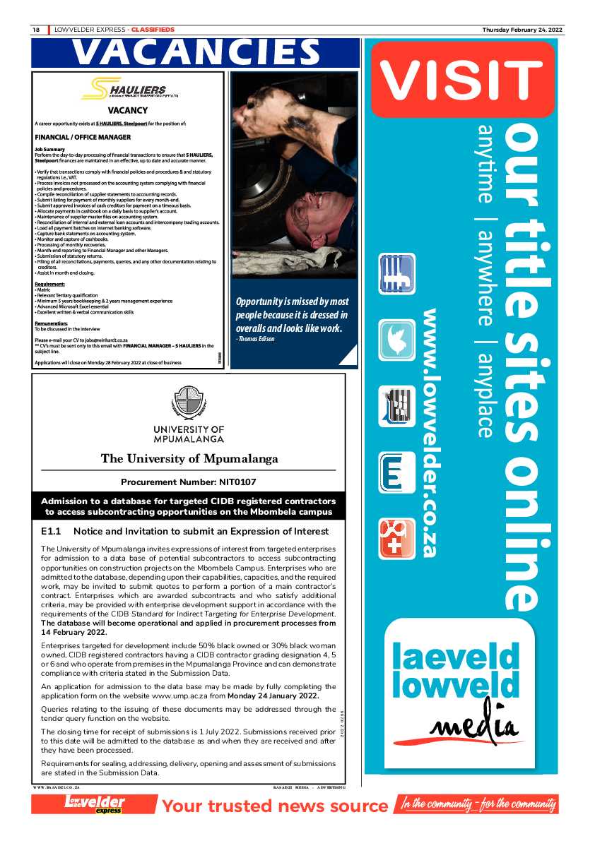 Lowvelder Express 24 February 2022 page 17