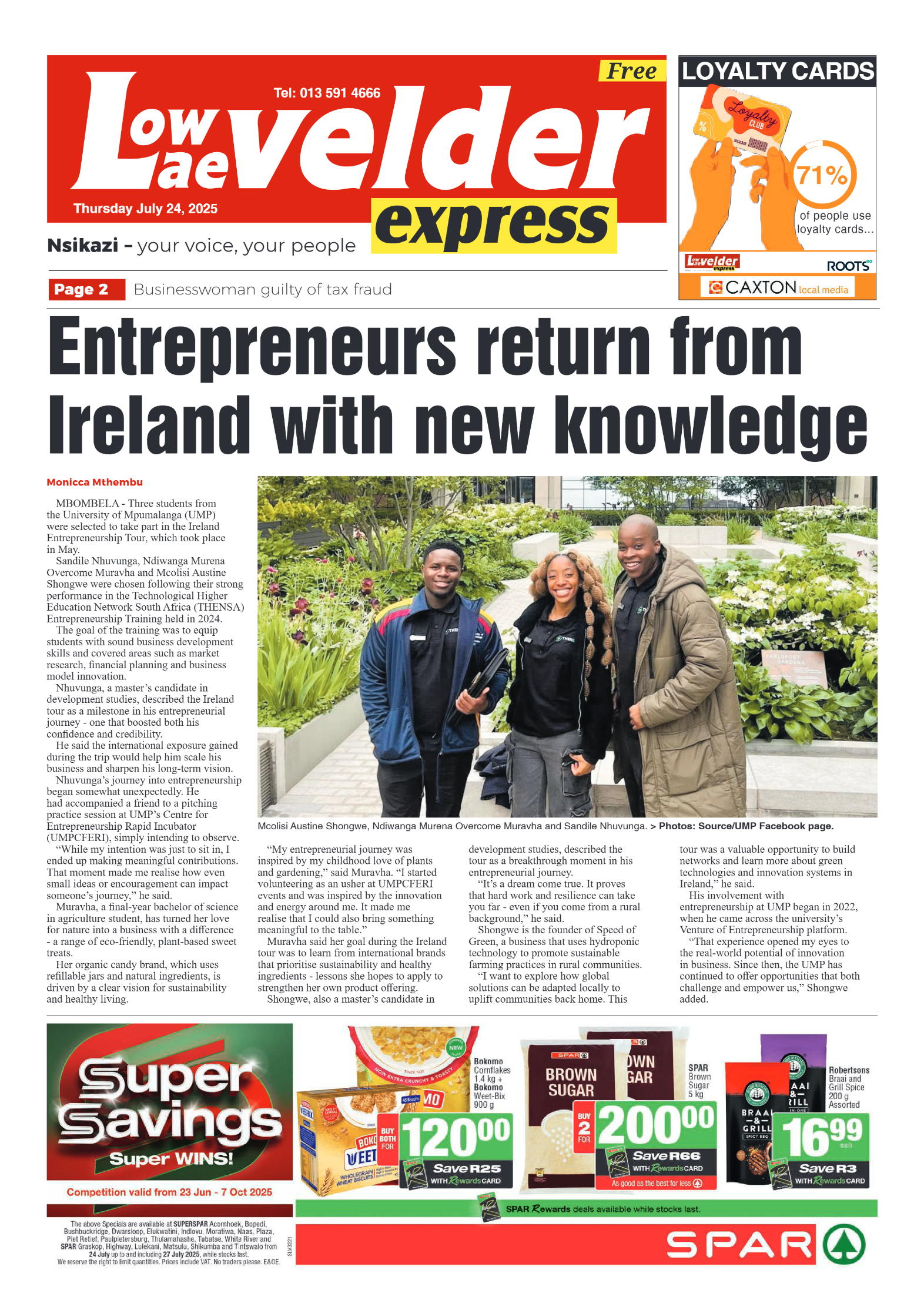Lowvelder Express 24 July 2025 page 1