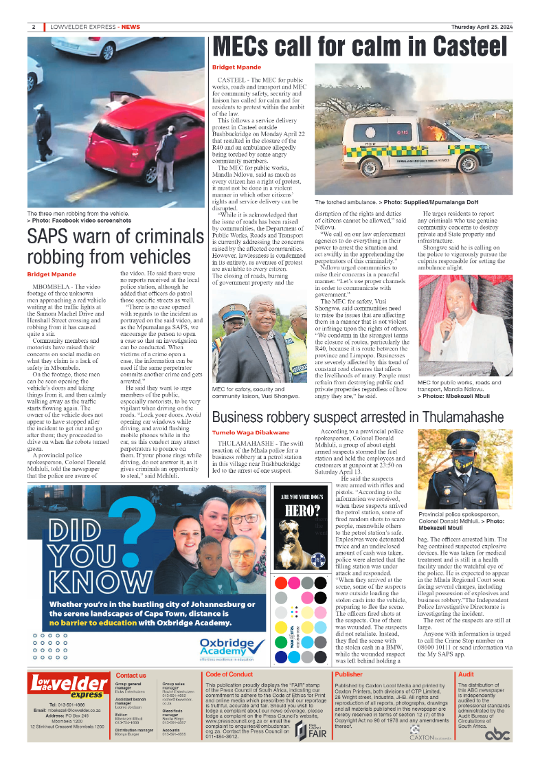 Lowvelder Express 25 April 2024 page 2