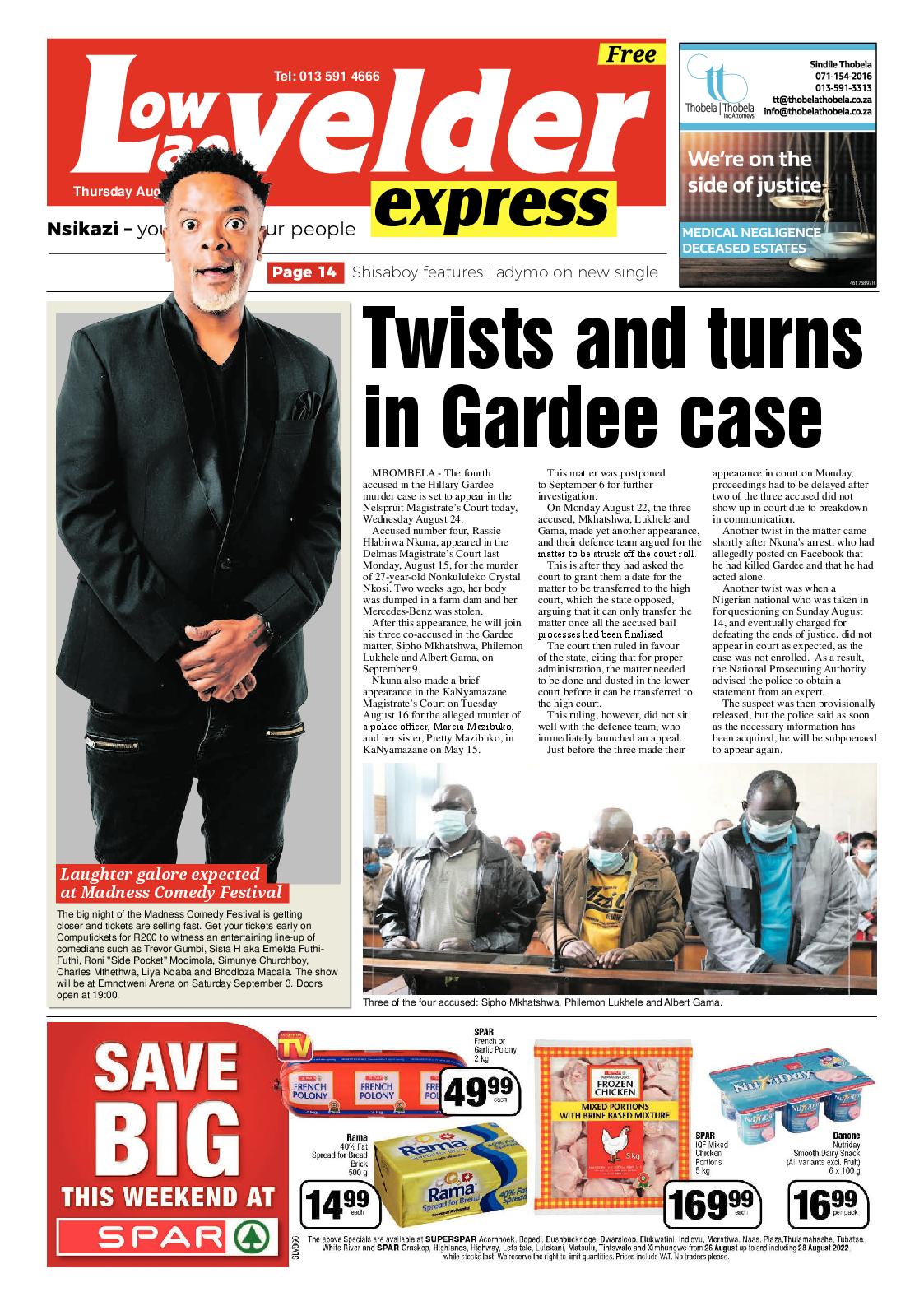 Lowvelder Express 25 August 2022 page 1