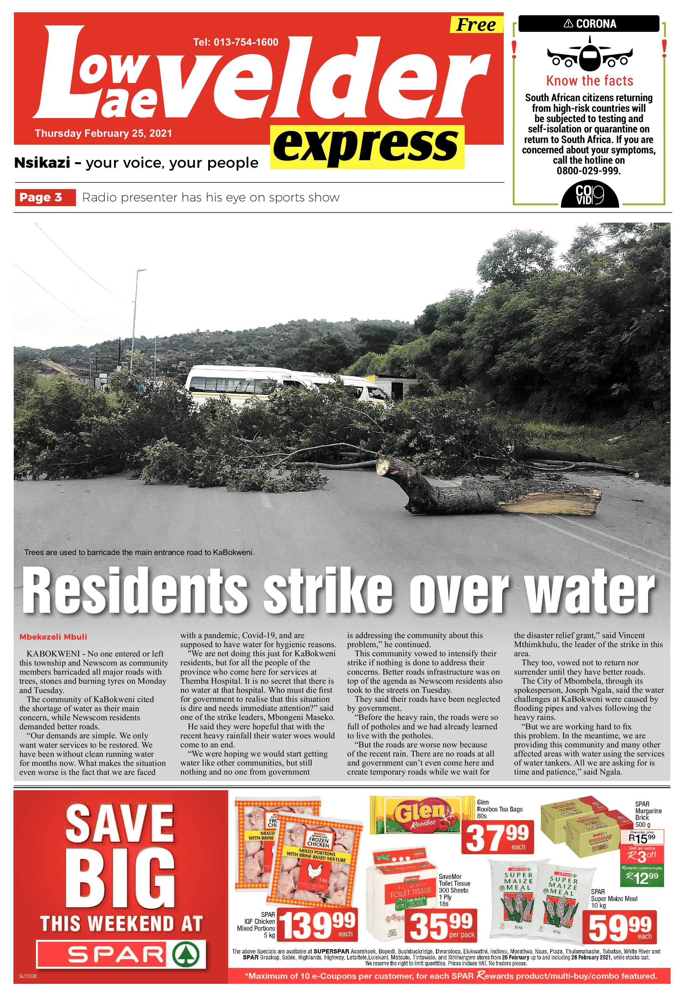 Lowvelder Express 25 February 2021 page 1