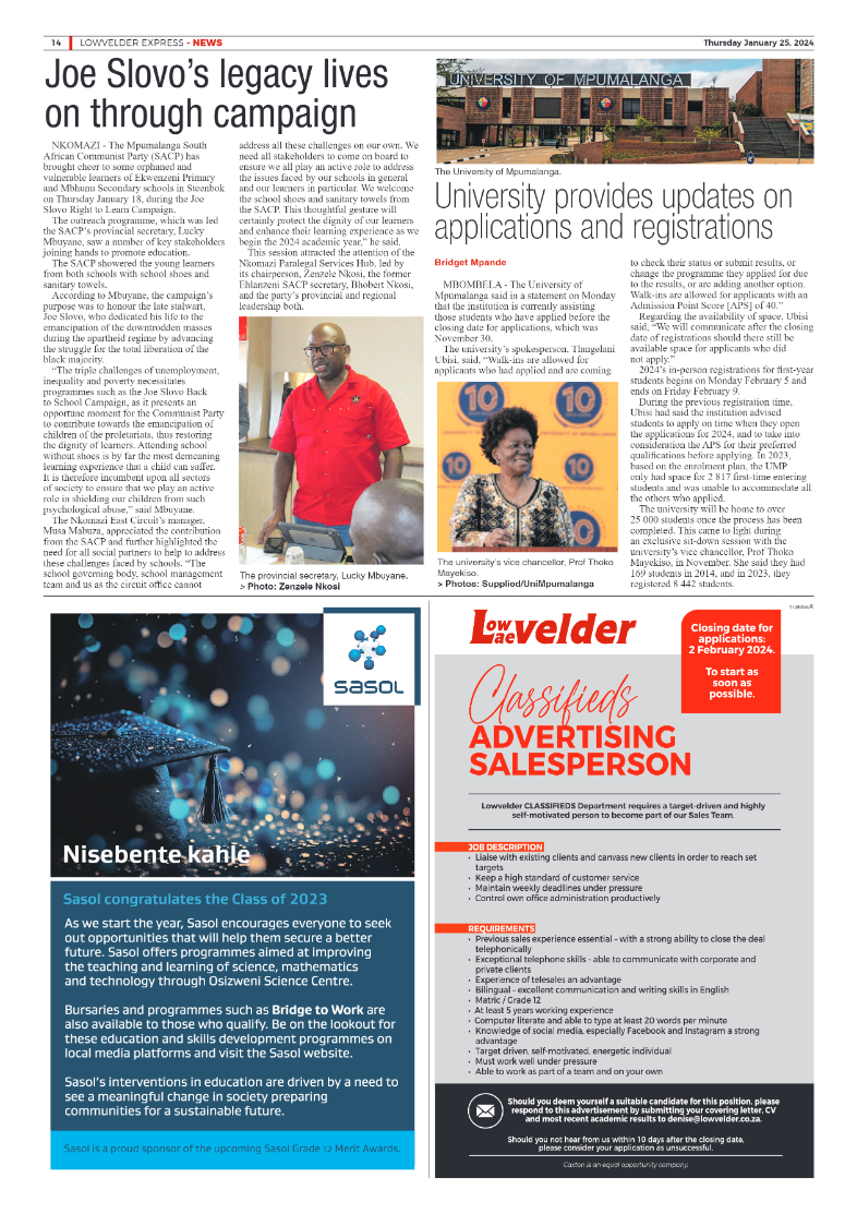 Lowvelder Express 25 January 2024 page 14