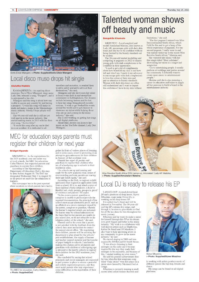 Lowvelder Express 25 July 2024 page 14