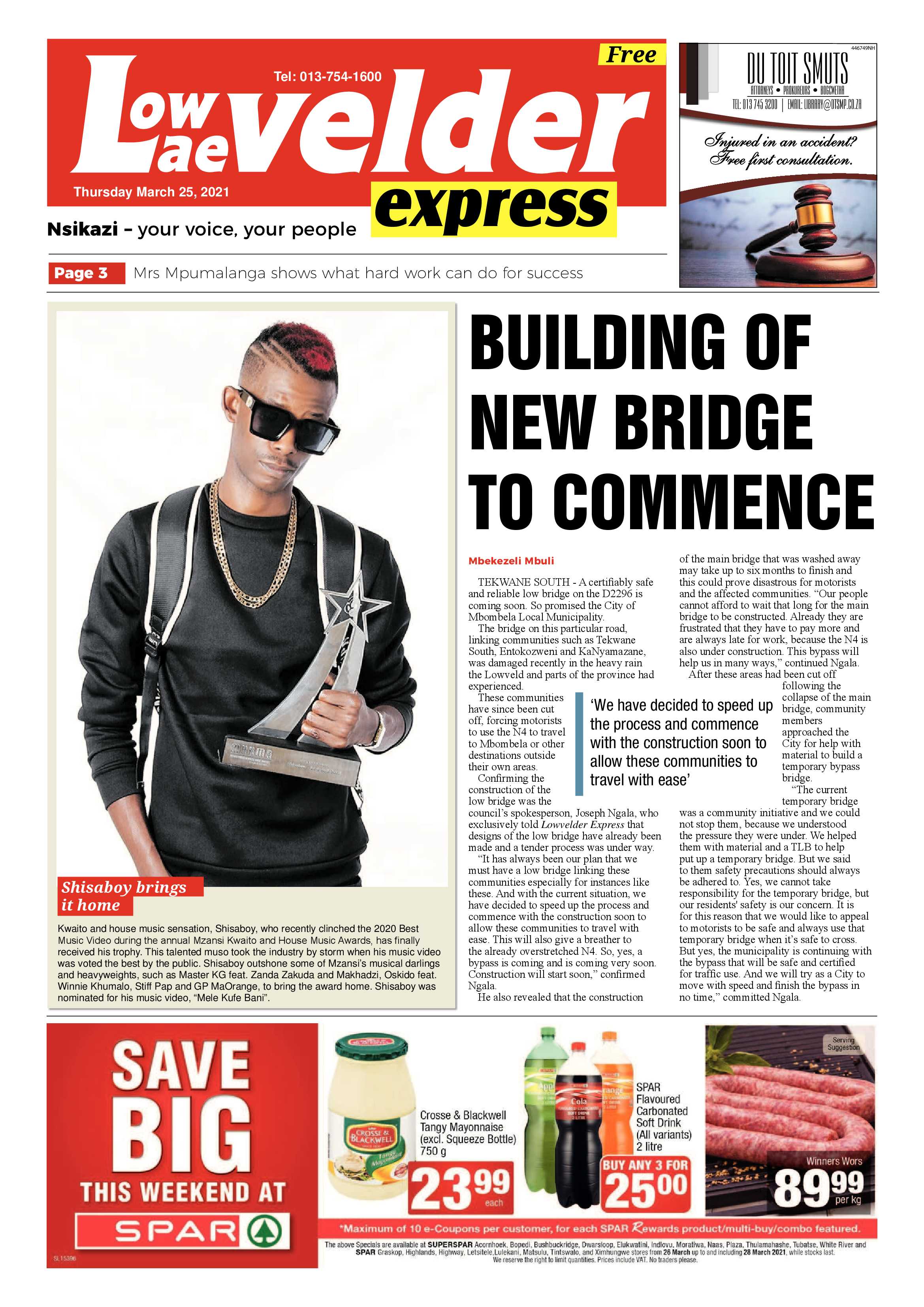 Lowvelder Express 25 March 2021 page 1