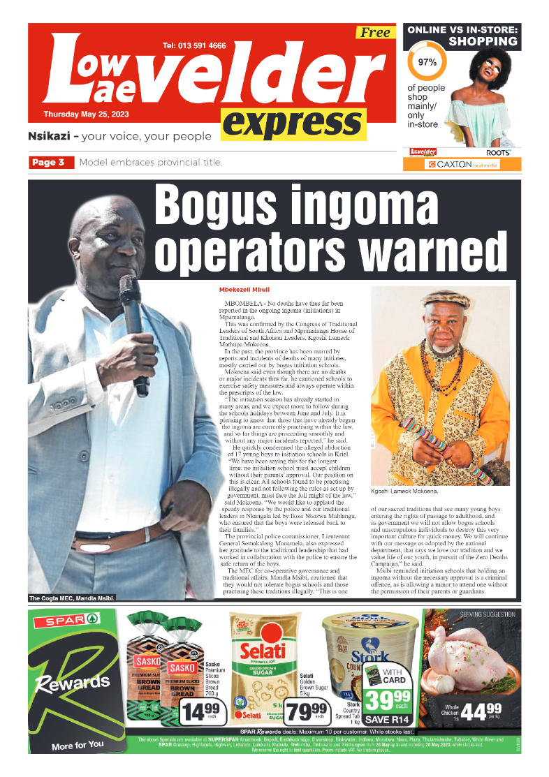 Lowvelder Express 25 May 2023 page 1
