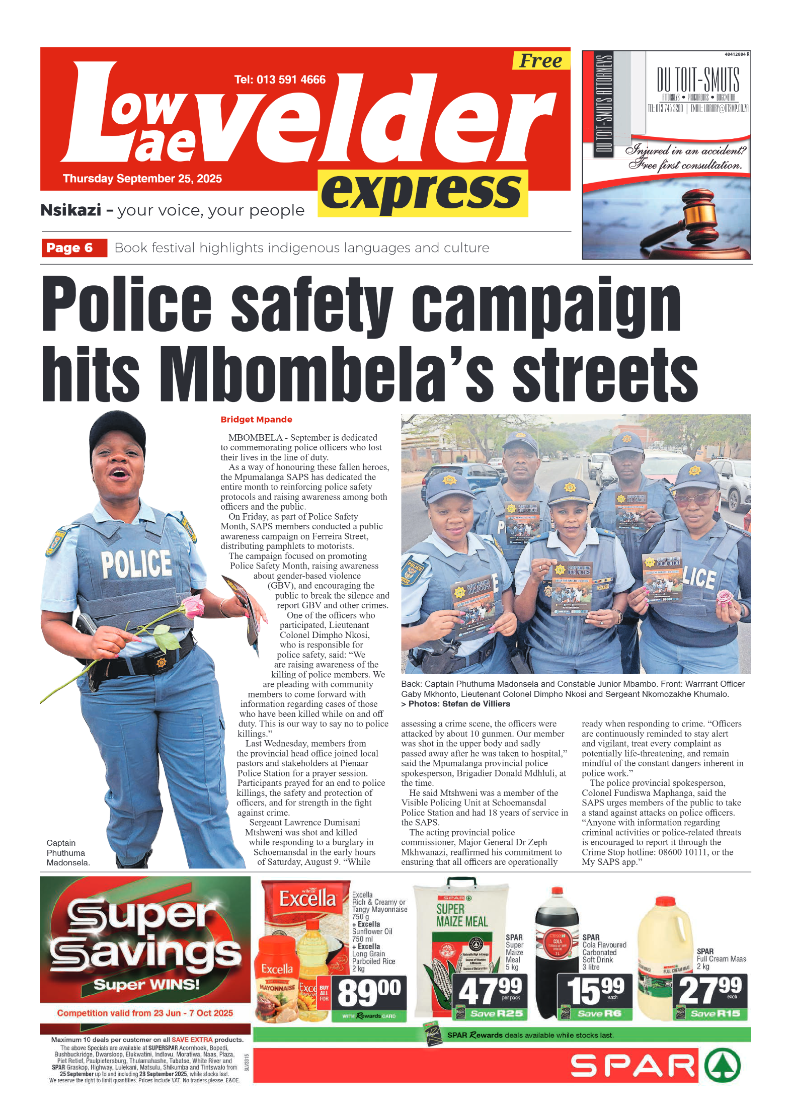 Lowvelder Express 25 September 2025 page 1