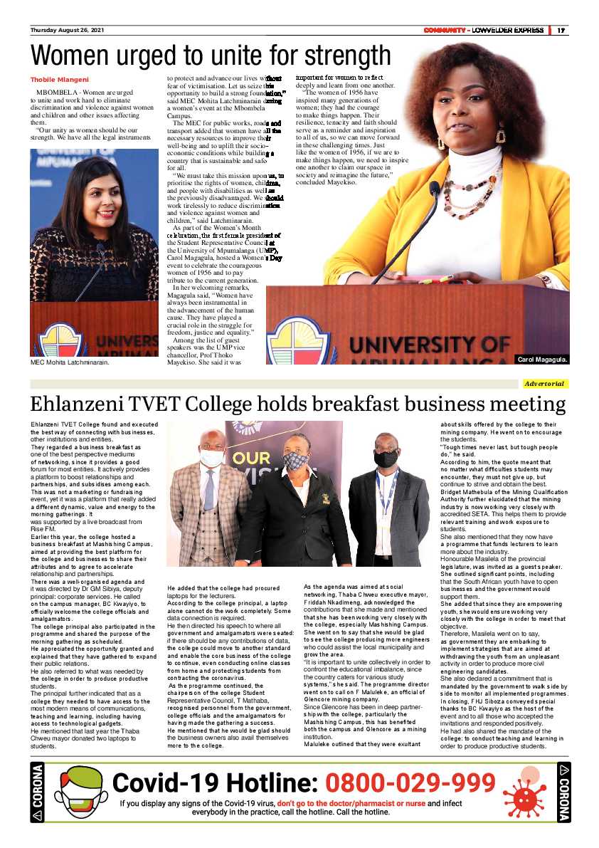 Lowvelder Express 26 August 2021 page 20