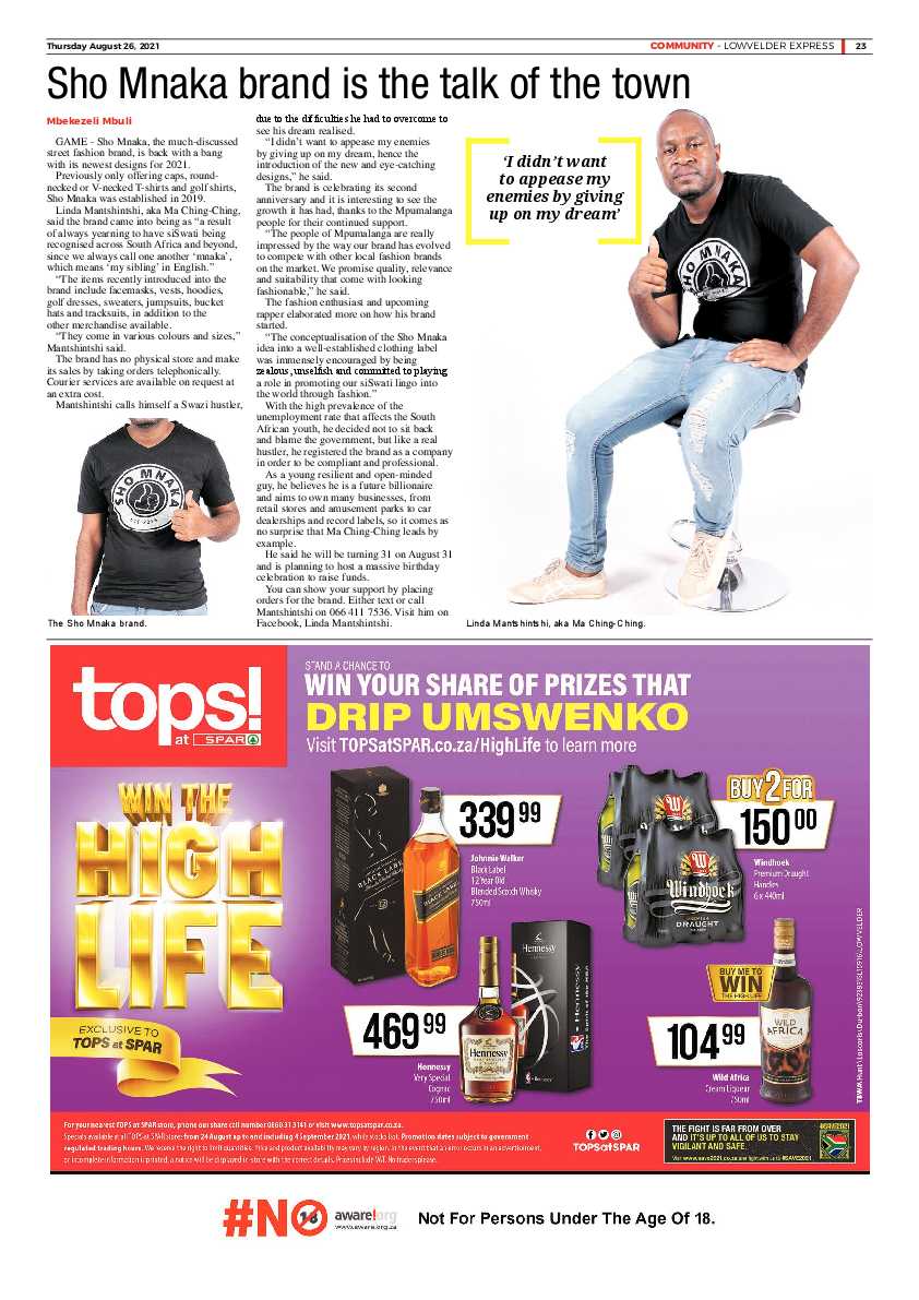 Lowvelder Express 26 August 2021 page 26
