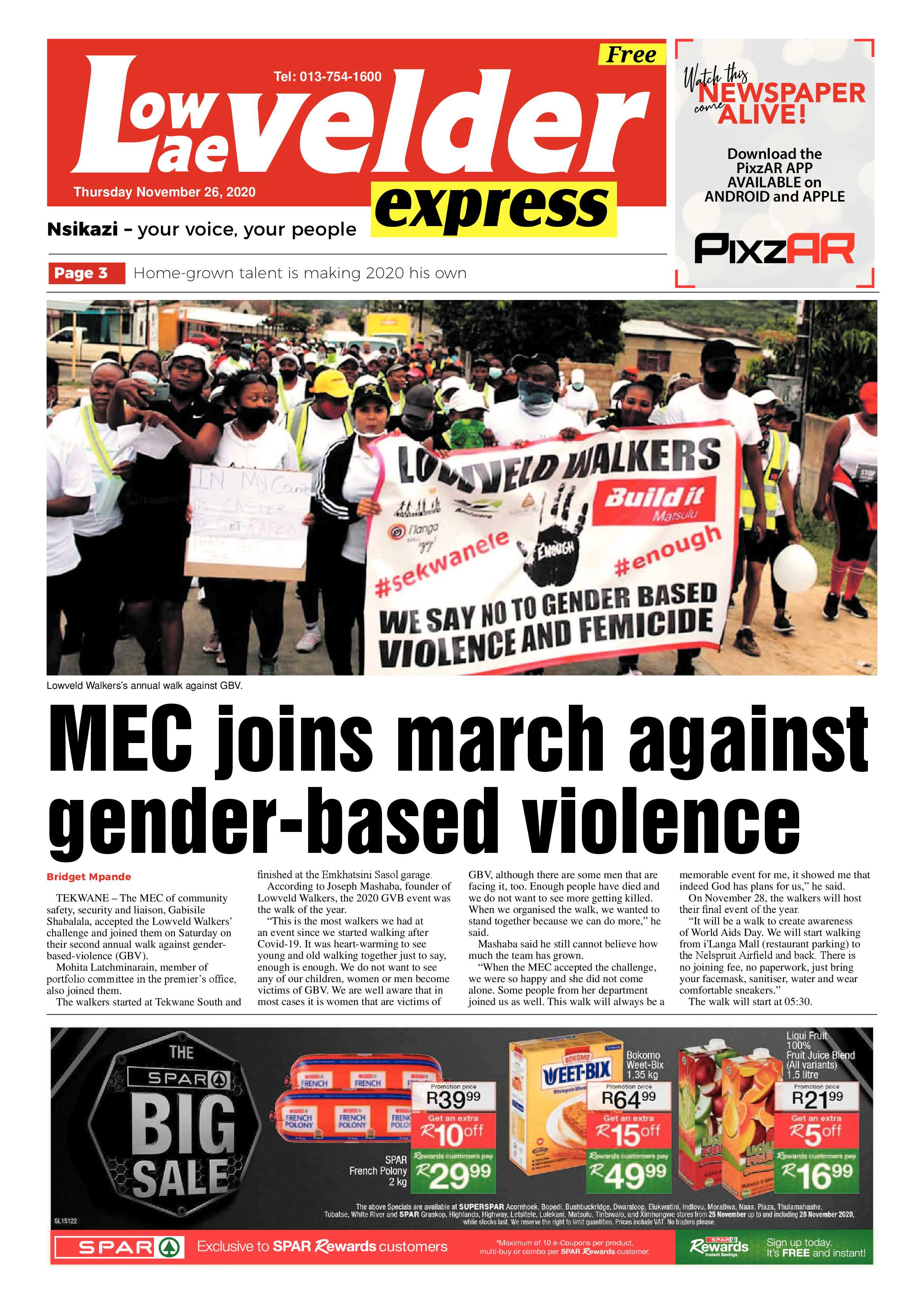 Lowvelder Express 26 November 2020 page 1