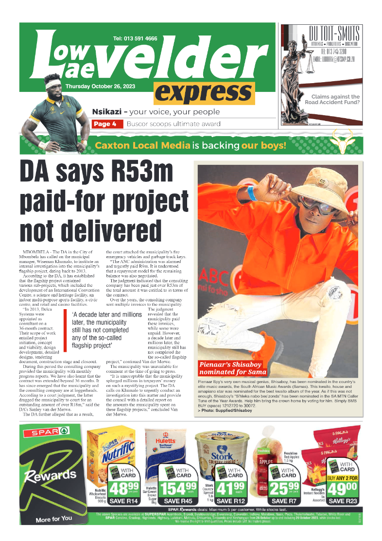 Lowvelder Express 26 October 2023 page 1