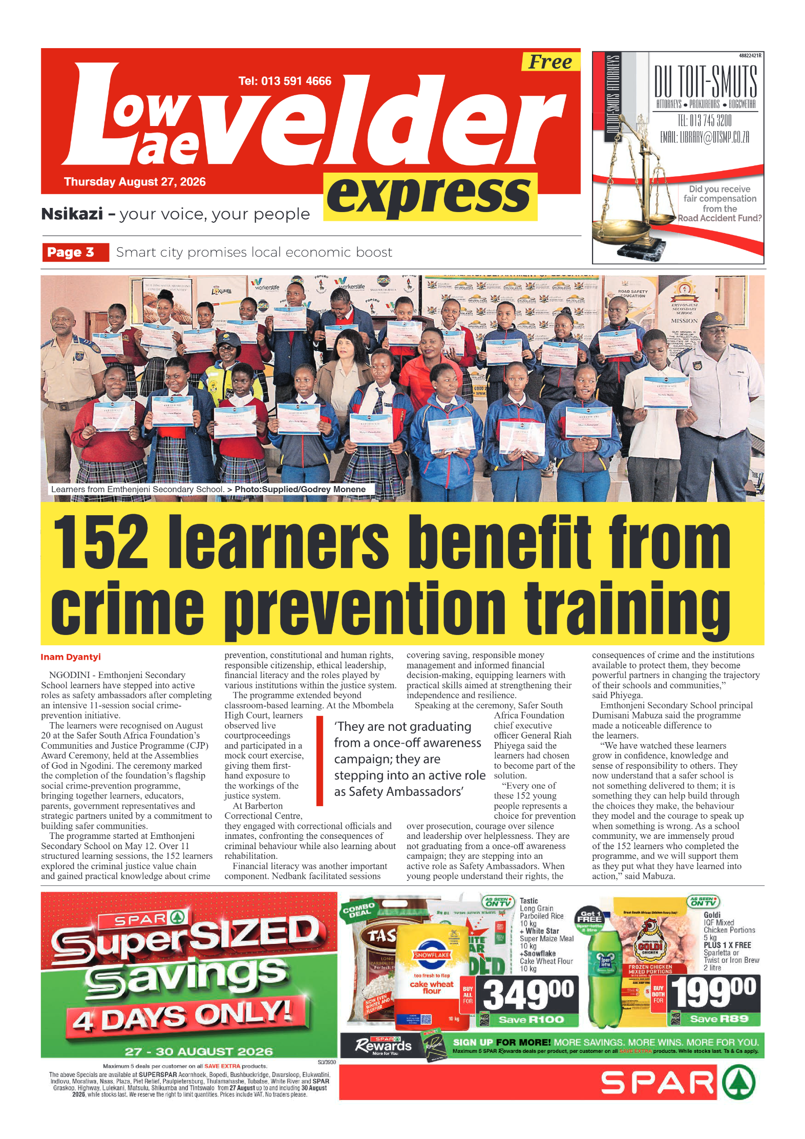 Lowvelder Express 27 August 2026 page 1