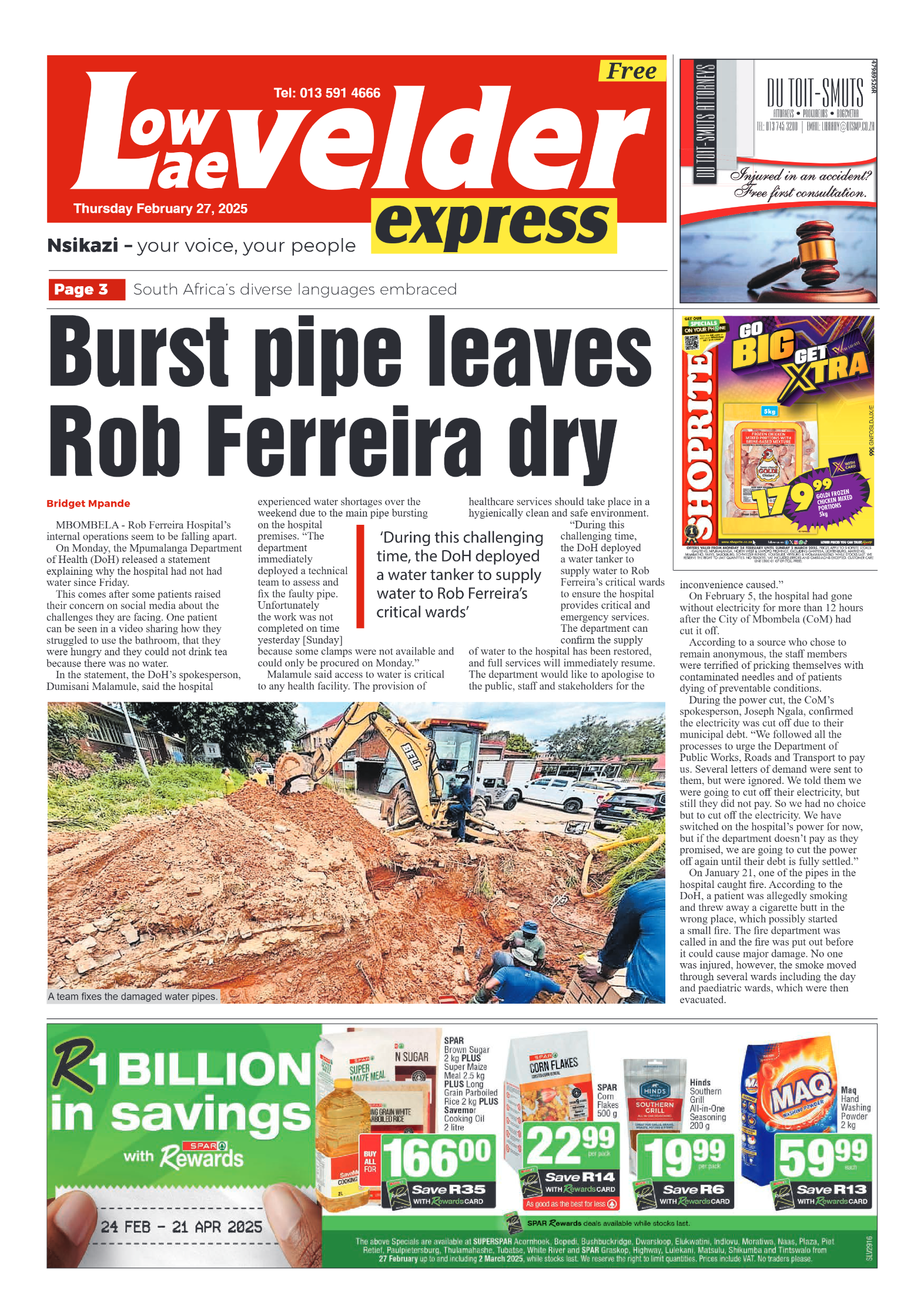 Lowvelder Express 27 February 2025 page 1