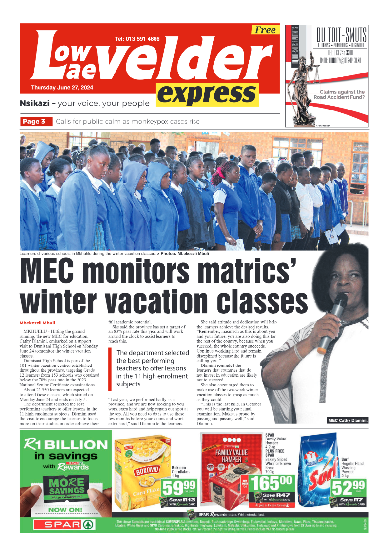 Lowvelder Express 27 June 2024 page 1
