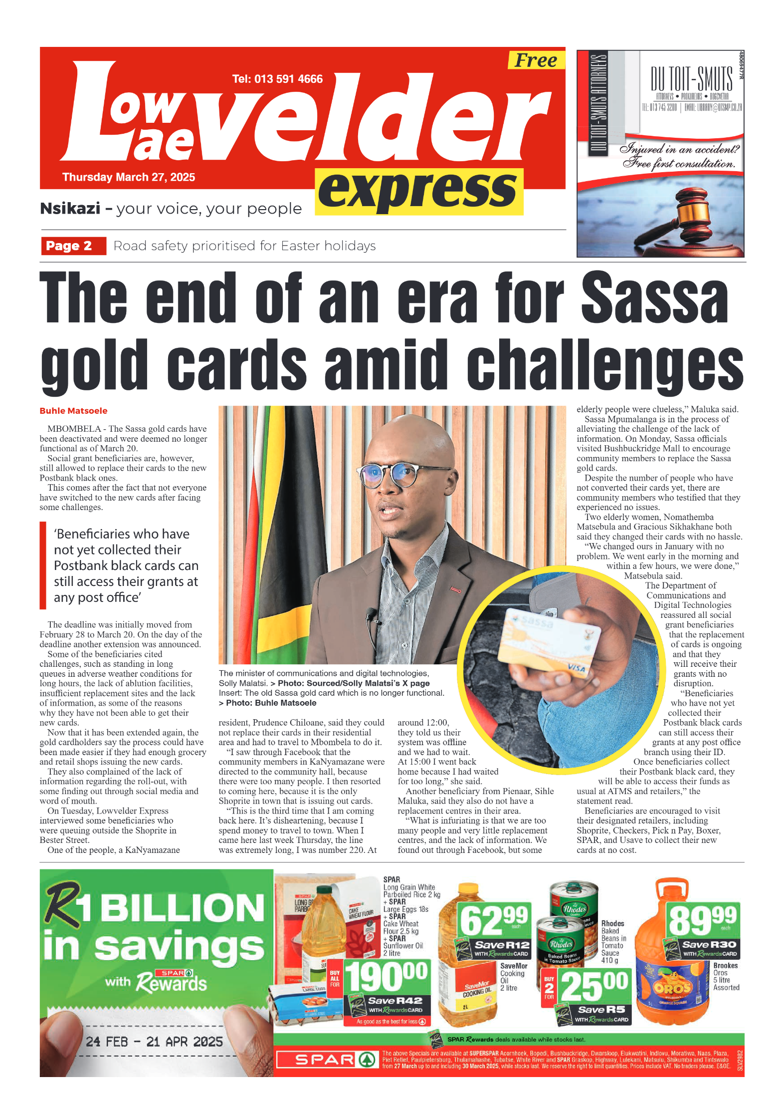 Lowvelder Express 27 March 2025 page 1