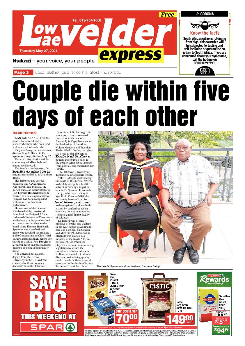 Lowvelder Express 27 May 2021 page 1