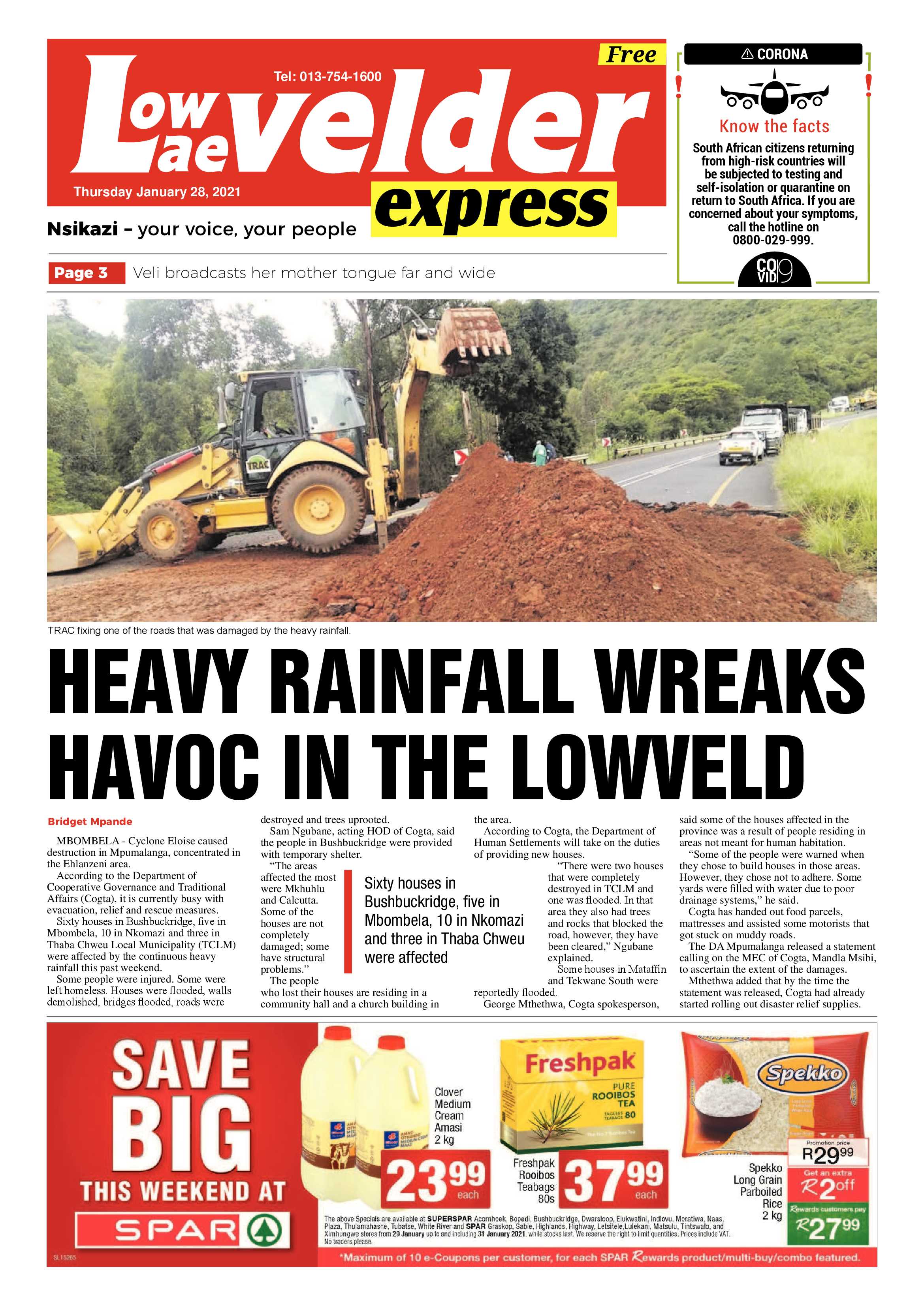 Lowvelder Express 28 January 2021 page 1