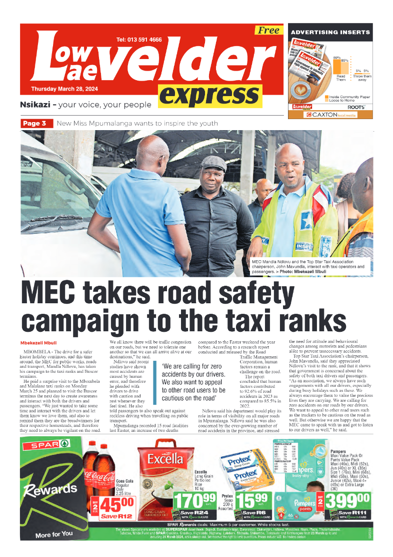 Lowvelder Express 28 March 2024 page 1